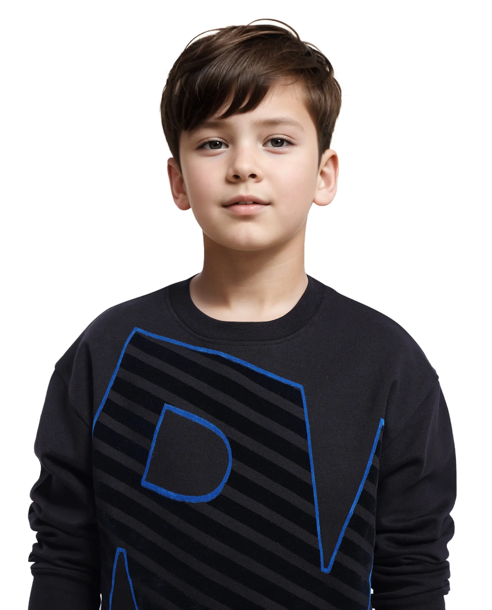 Rare Ones Kids Baros Black Cotton Full Sleeve Crew Neck Flock Print Sweatshirt - Image 7
