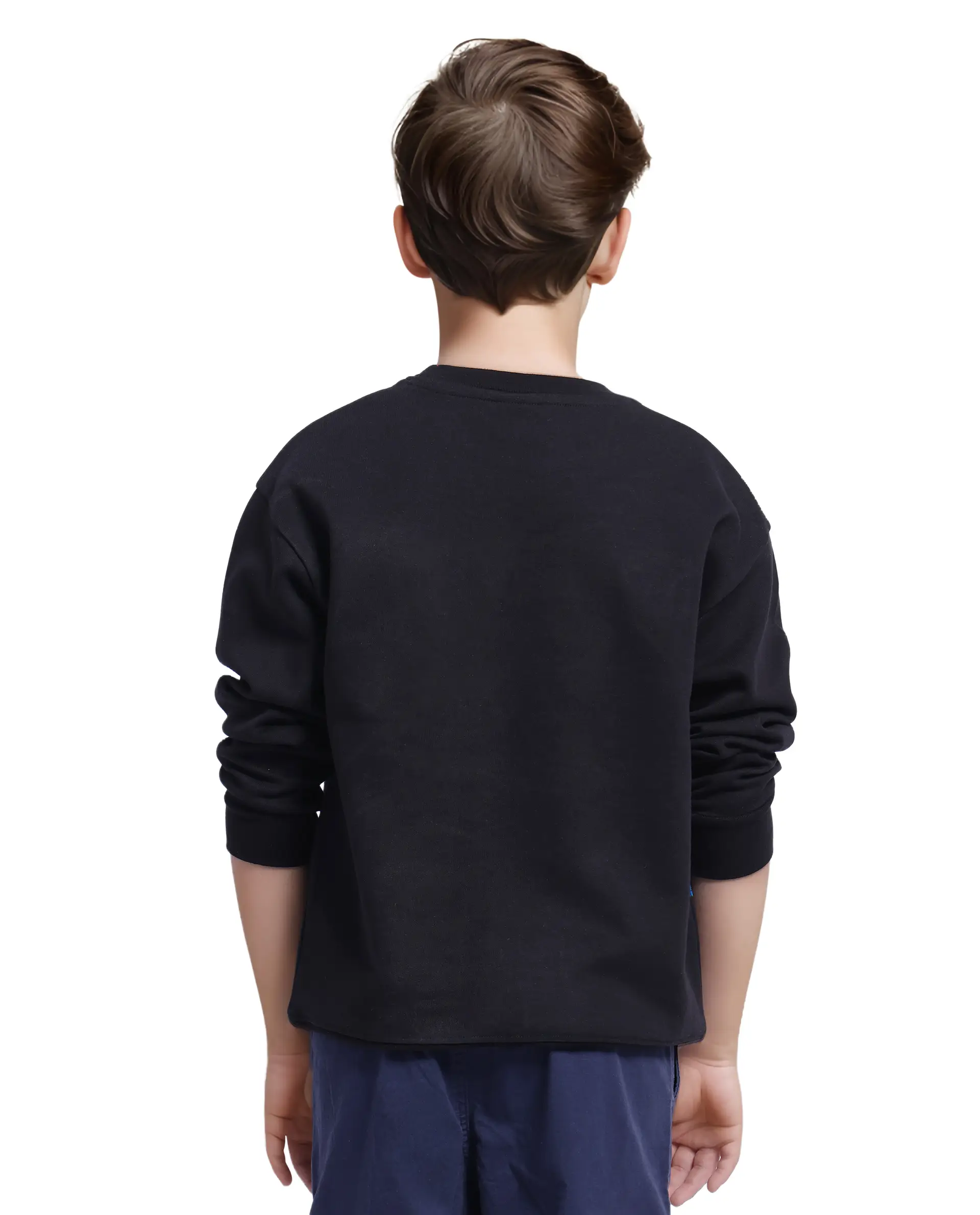 Rare Ones Kids Baros Black Cotton Full Sleeve Crew Neck Flock Print Sweatshirt - Image 9