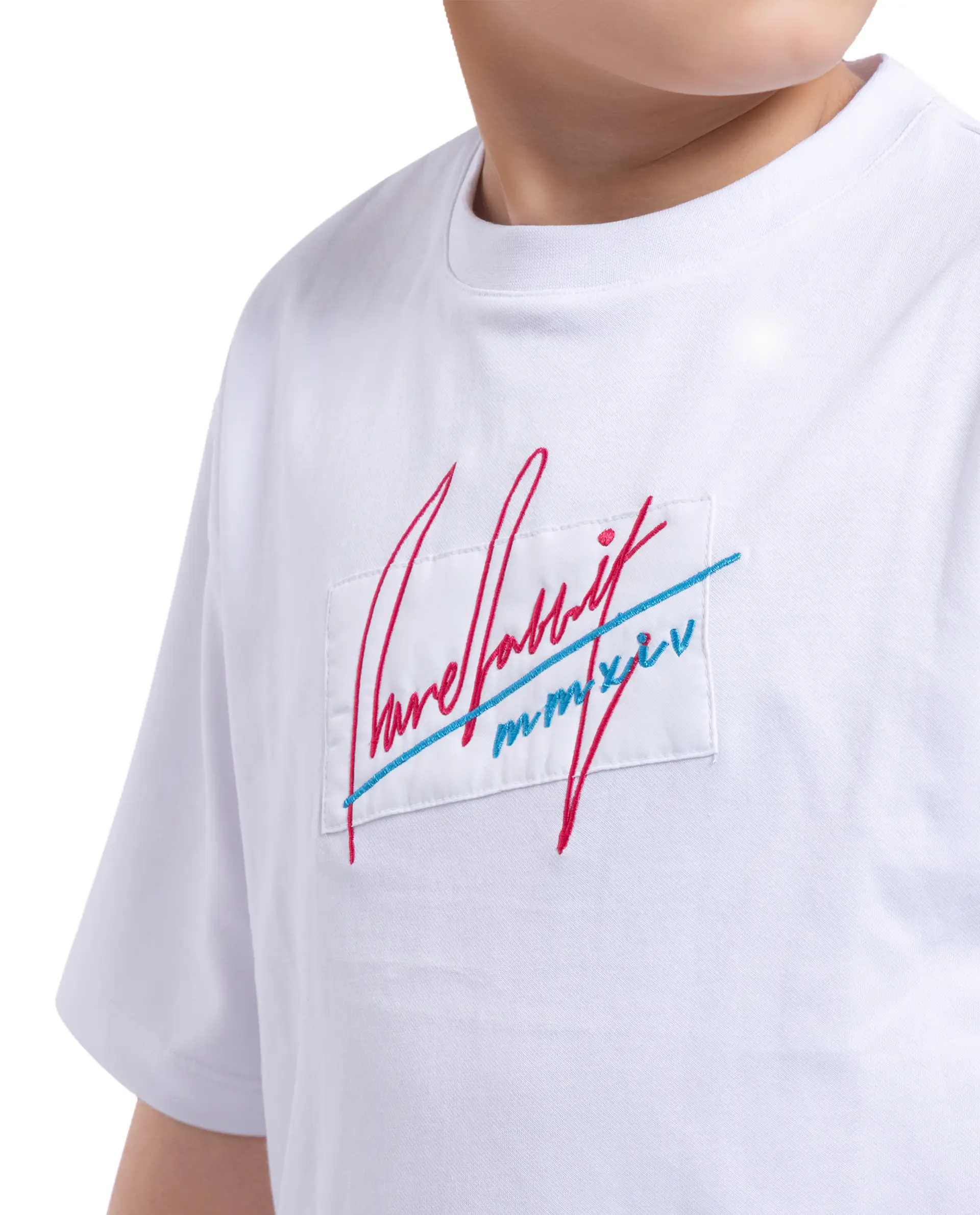 Rare Ones Kids Bart White Cotton Poly Short Sleeve Crew Neck Embroidered T-Shirt - Image 4