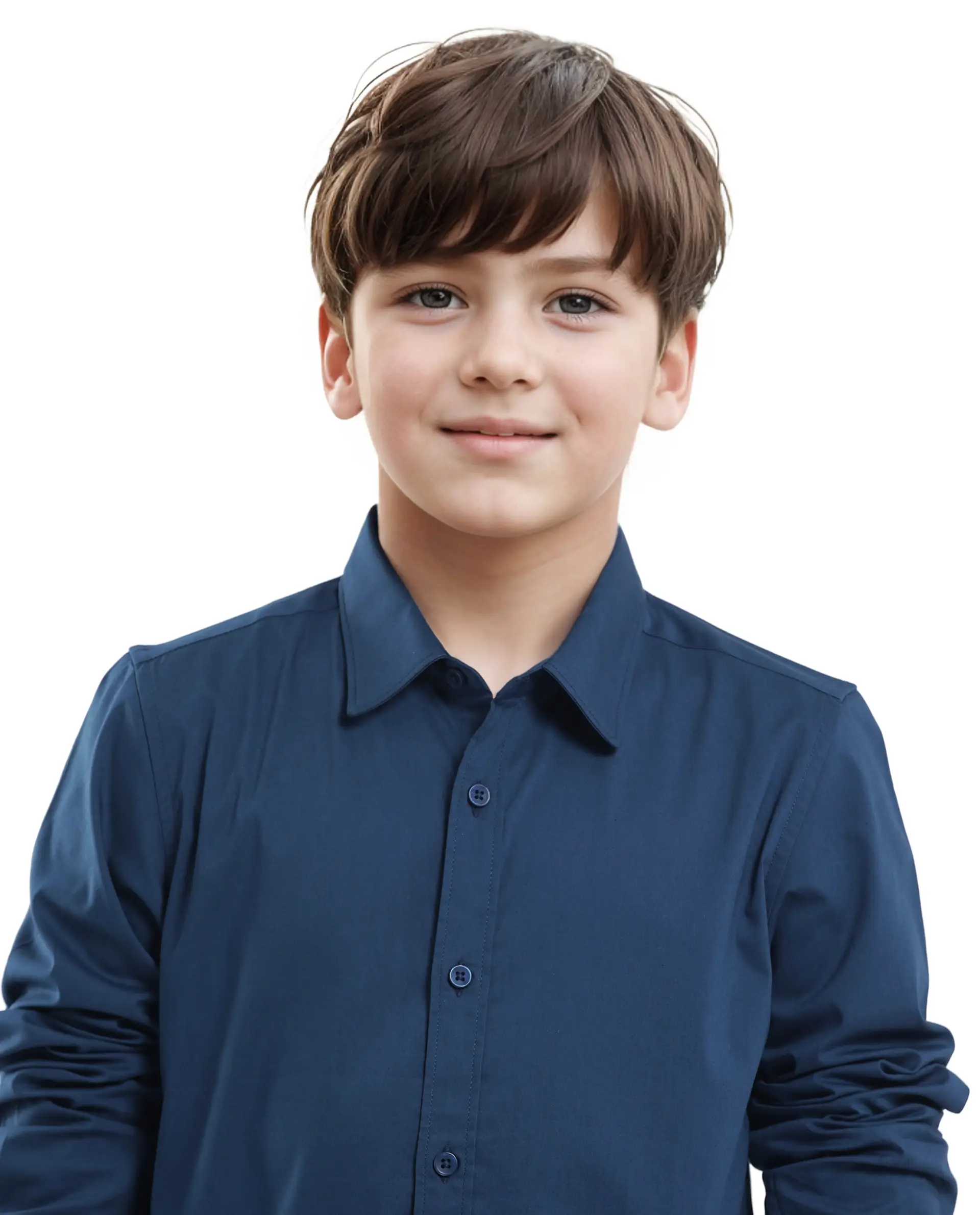 Rare Ones Kids Beno Blue Cotton Blend Full Sleeve Button Solid Regular Fit Shirt - Image 3