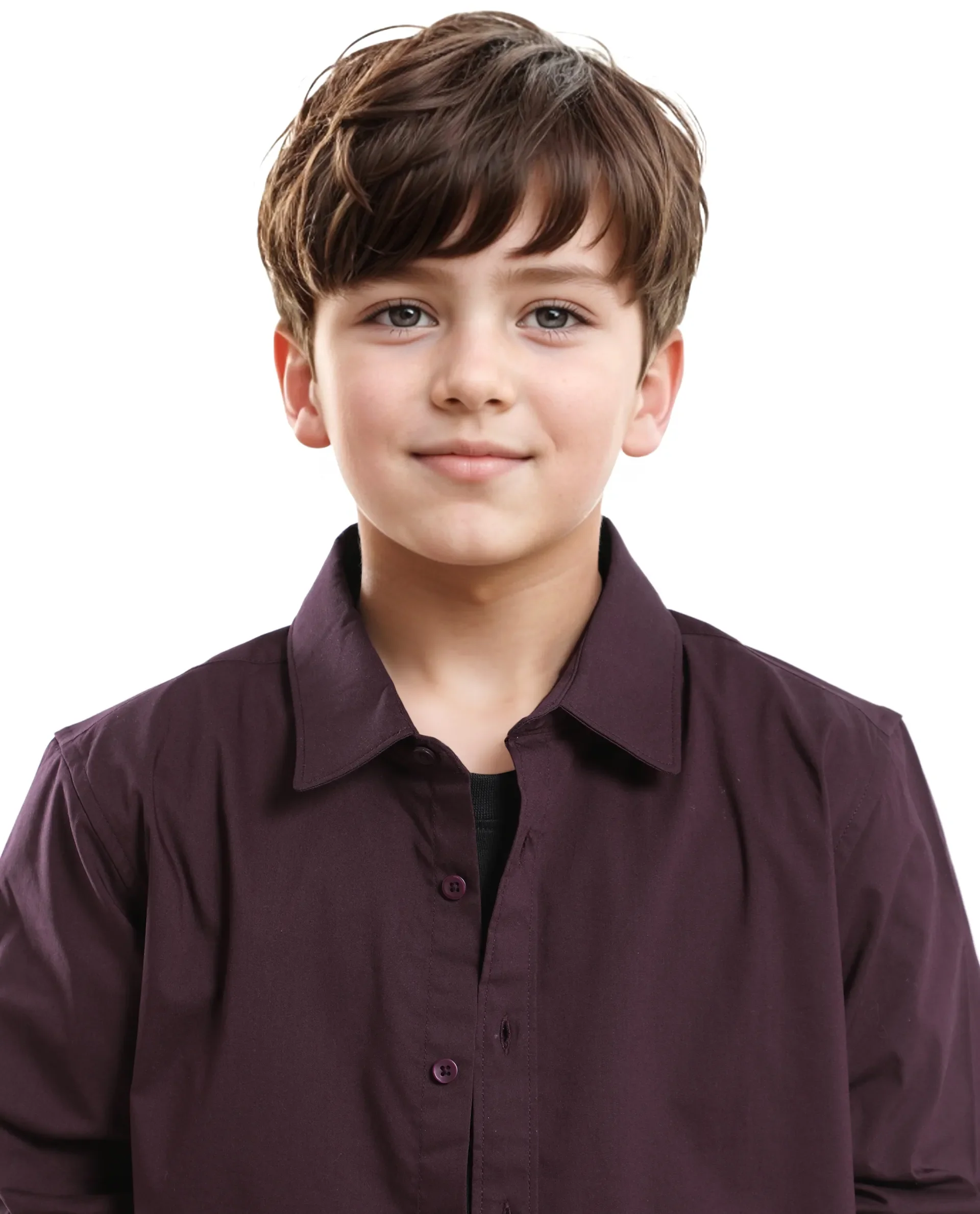 Rare Ones Kids Beno Maroon Cotton Blend Full Sleeve Button Solid Regular Fit Shirt - Image 3