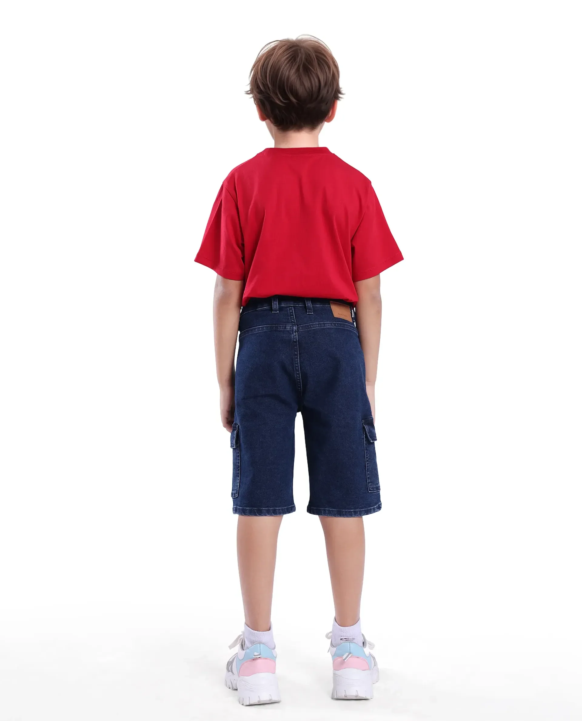 Rare Ones Kids Bhero Dark Blue Cotton Solid Button And Zip Closure Regular Fit Shorts - Image 6