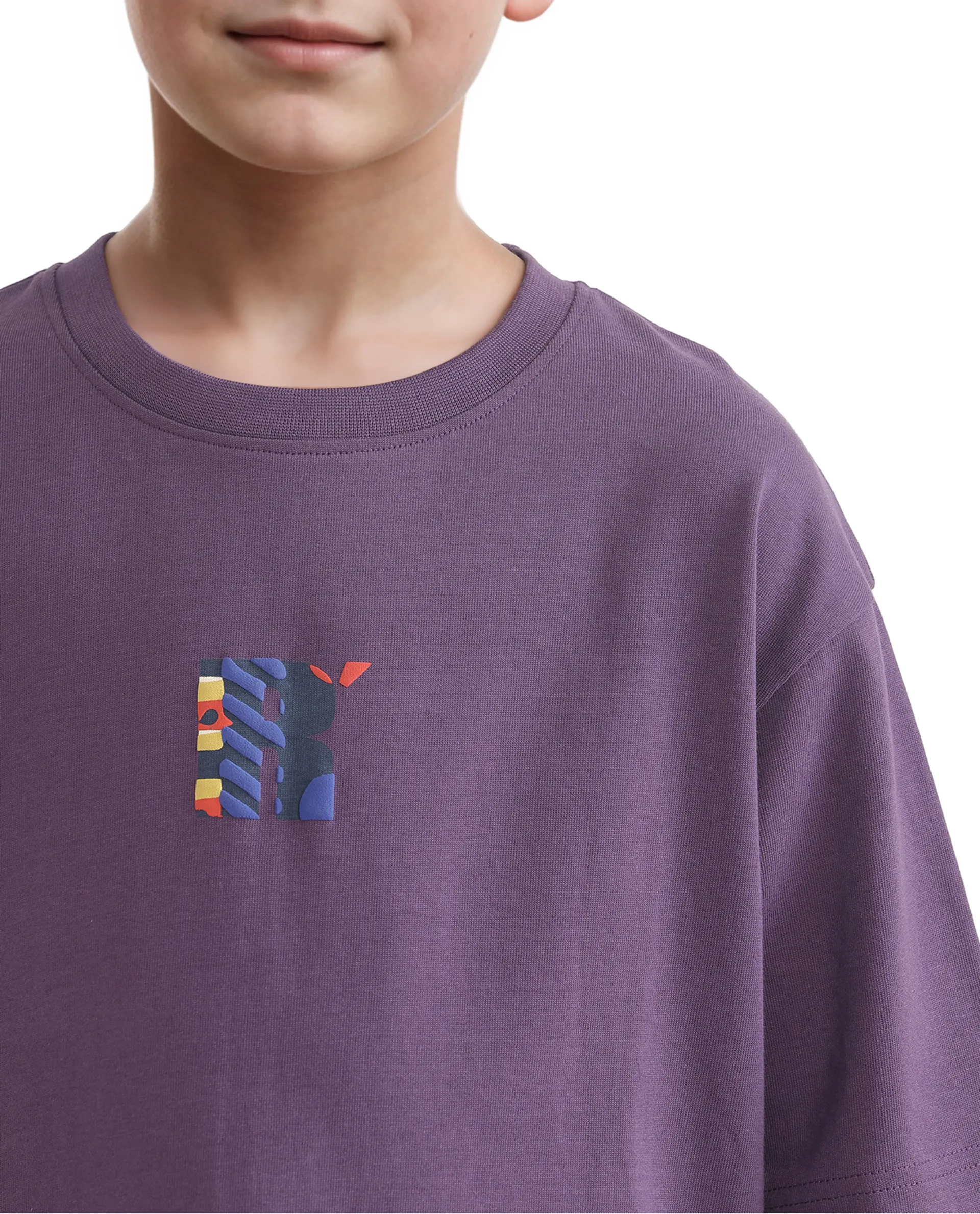 Rare Ones Kids Bjorn-K Dark Purple Cotton Half Sleeve Slip-On Printed Boxy Fit T-Shirt - Image 4