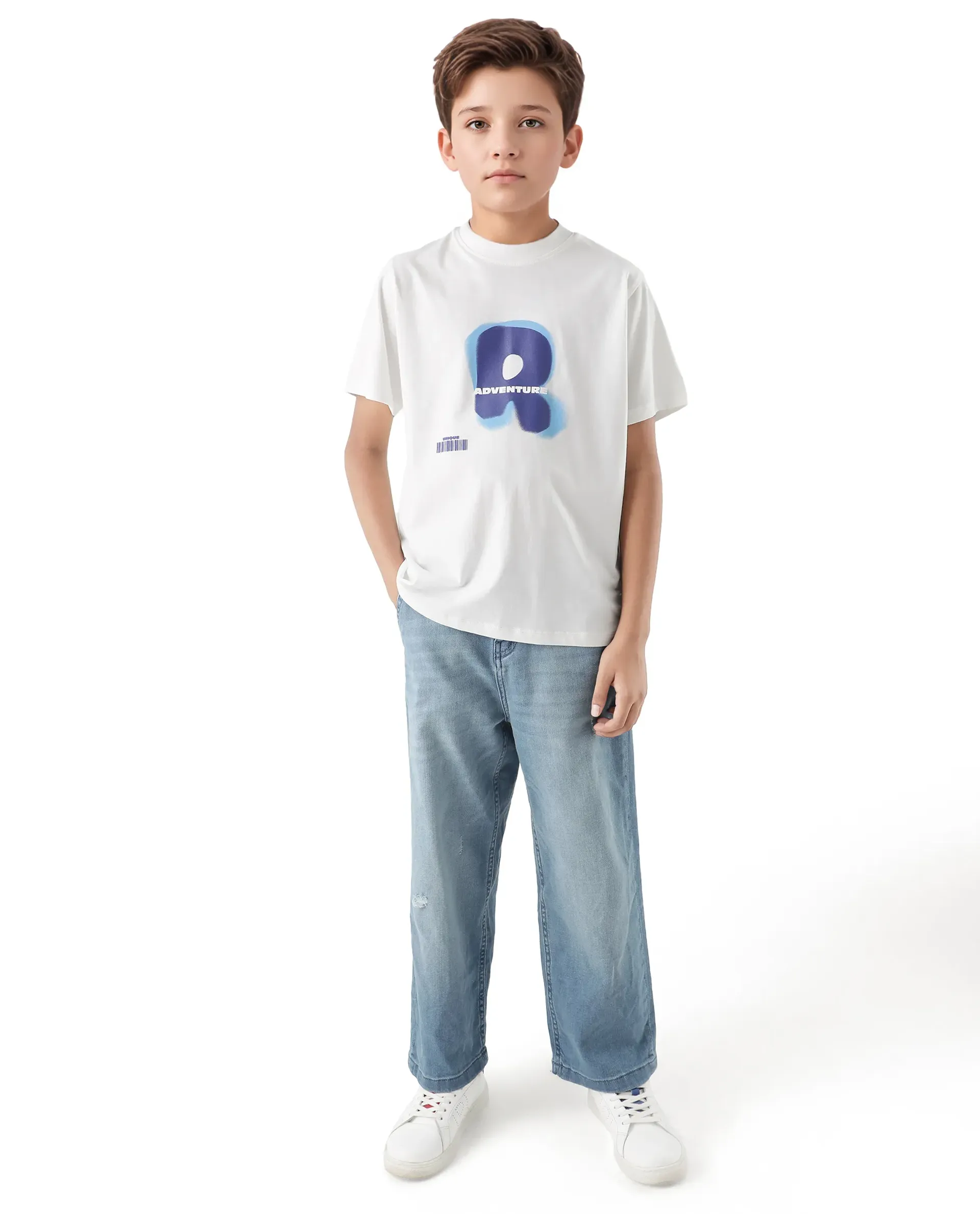Rare Ones Kids Blurr Off White Cotton Half Sleeve Printed Slip-On Closure Regular Fit T-Shirt - Image 2