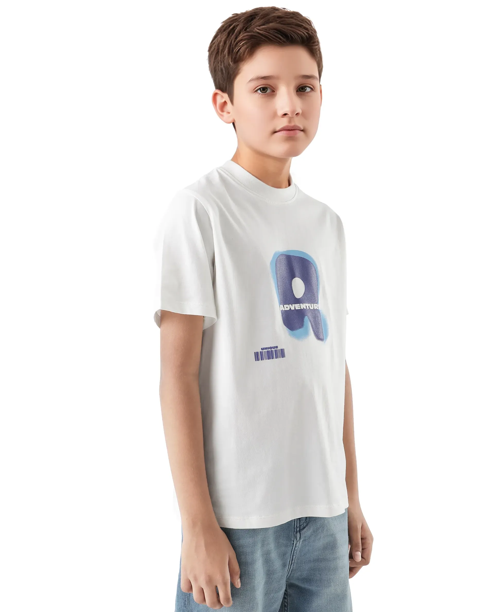 Rare Ones Kids Blurr Off White Cotton Half Sleeve Printed Slip-On Closure Regular Fit T-Shirt - Image 5
