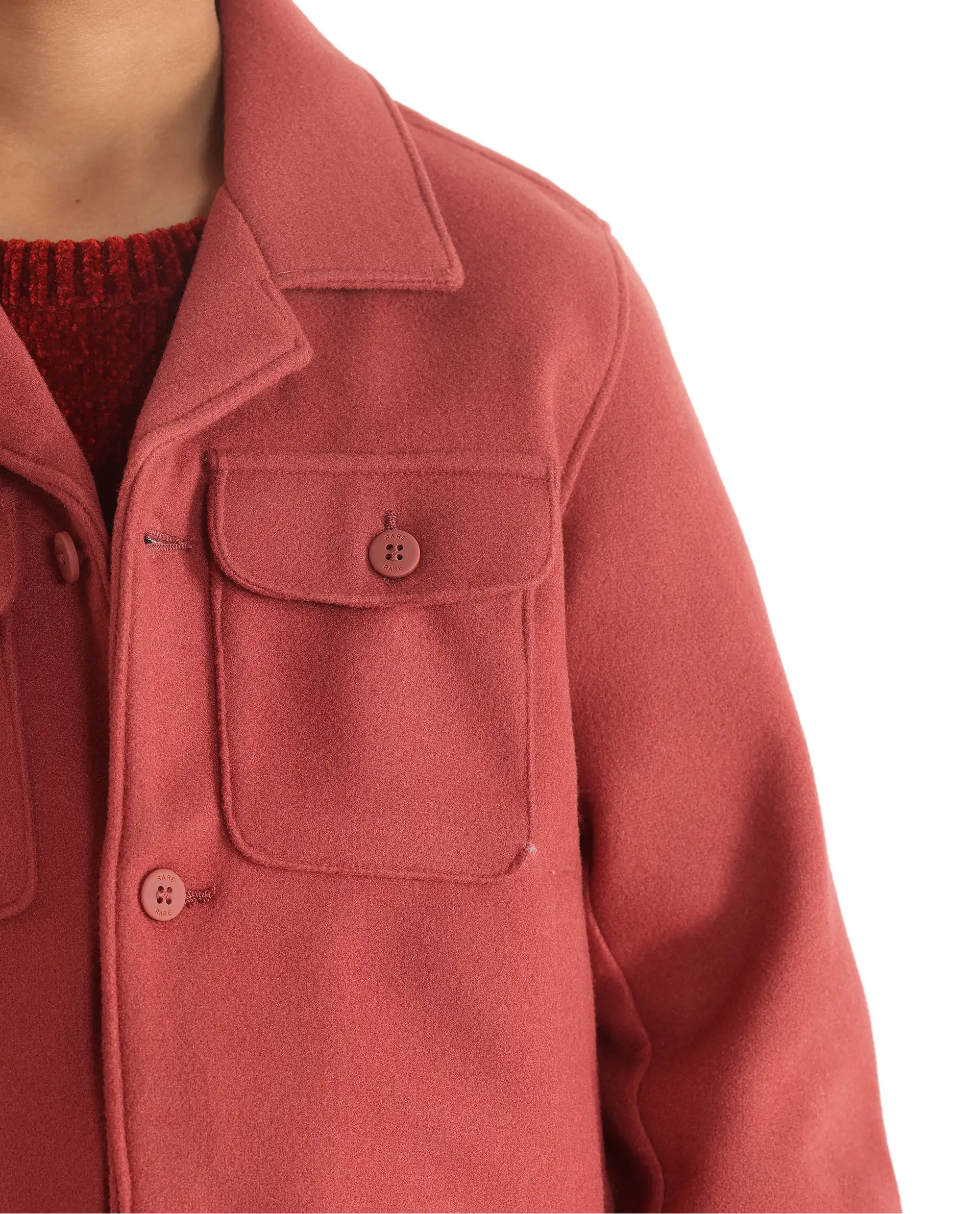 Rare Ones Kids Bochin Rust Button Closure Lapel Neck Full Sleeve Jacket - Image 4