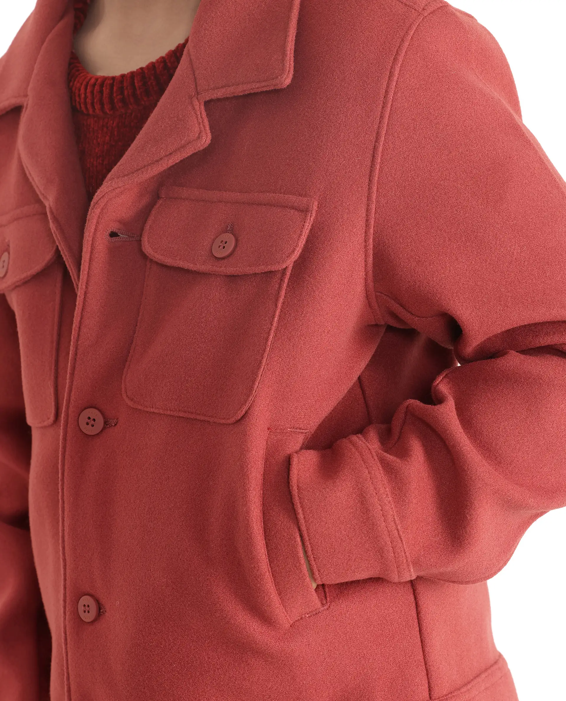 Rare Ones Kids Bochin Rust Button Closure Lapel Neck Full Sleeve Jacket - Image 5