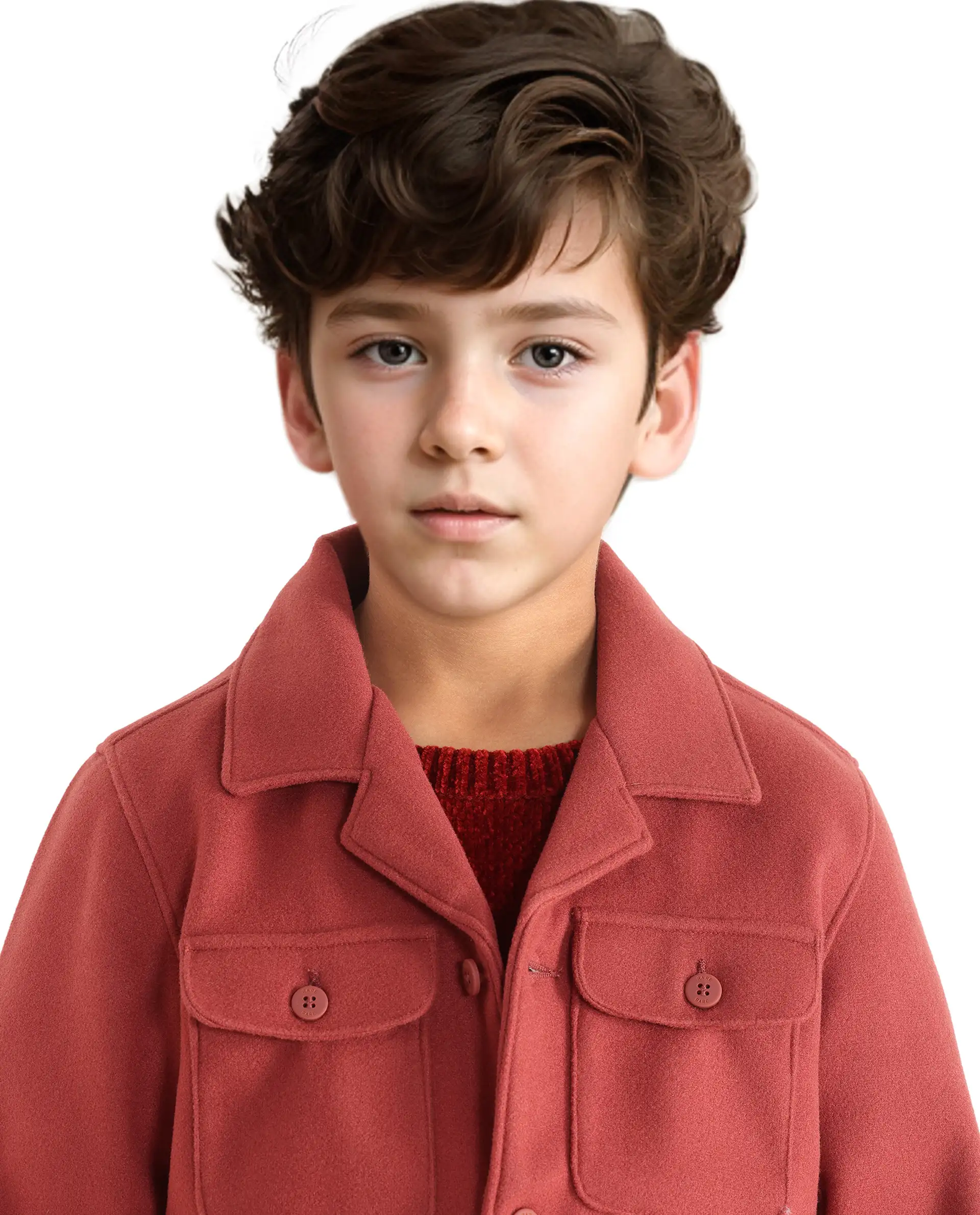 Rare Ones Kids Bochin Rust Button Closure Lapel Neck Full Sleeve Jacket - Image 6