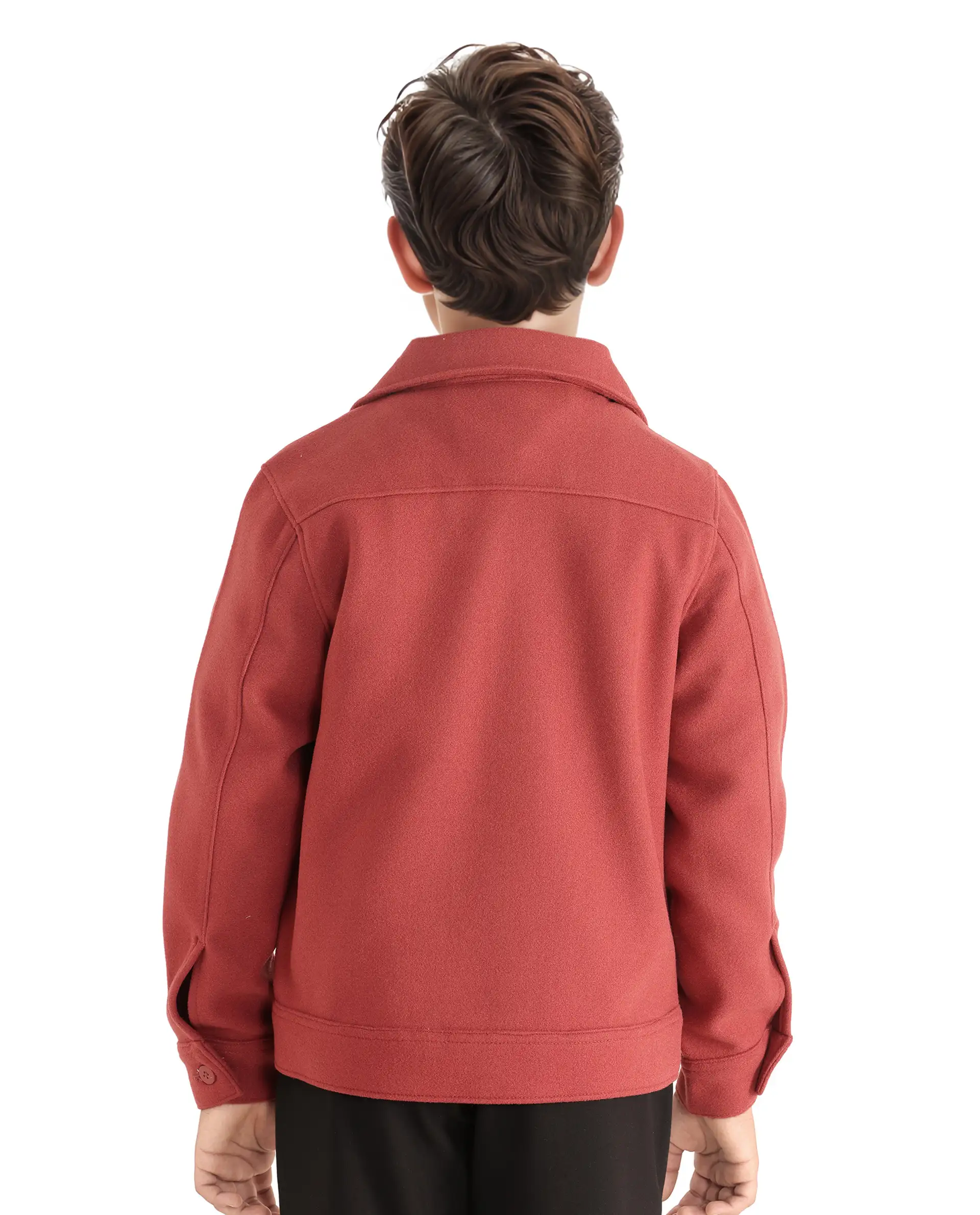 Rare Ones Kids Bochin Rust Button Closure Lapel Neck Full Sleeve Jacket - Image 9