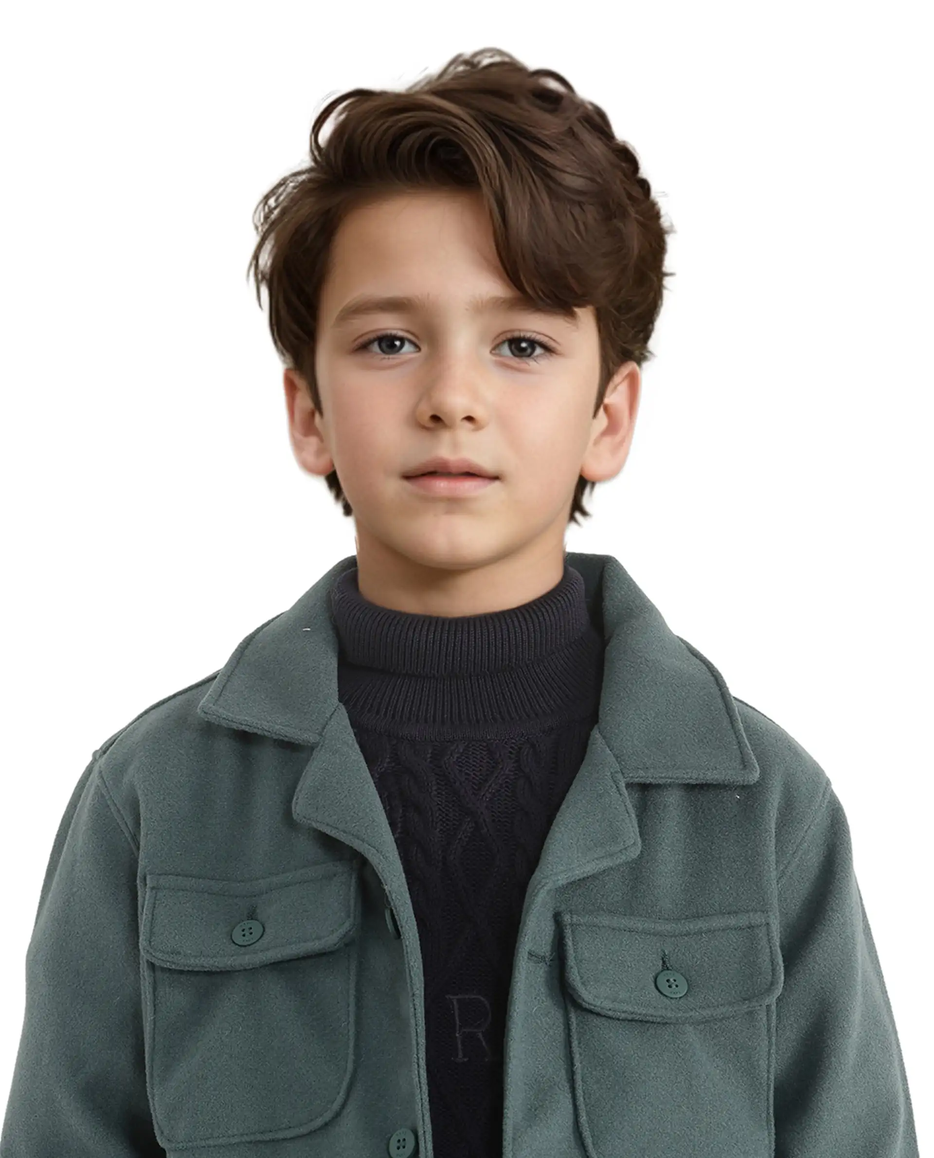 Rare Ones Kids Bochin Teal Button Closure Lapel Neck Full Sleeve Jacket - Image 4