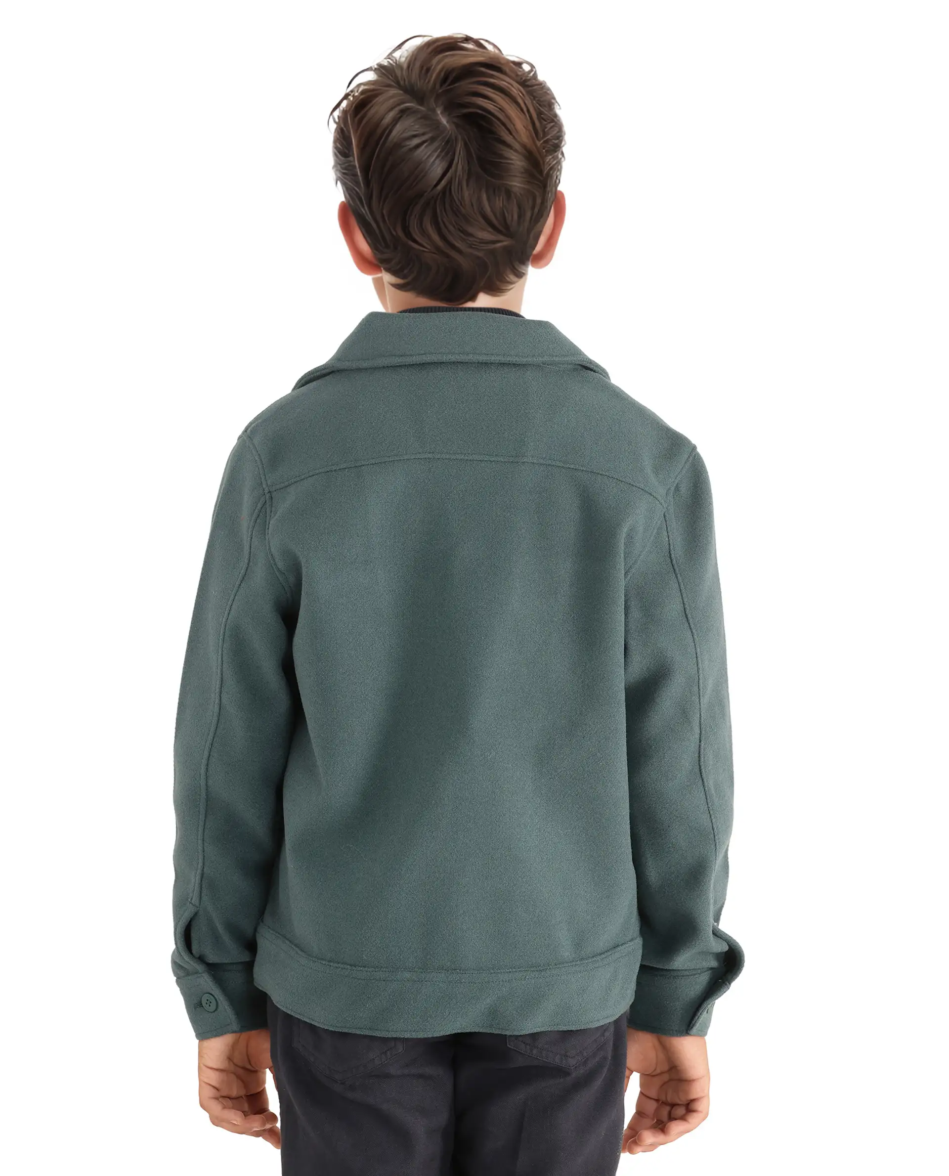Rare Ones Kids Bochin Teal Button Closure Lapel Neck Full Sleeve Jacket - Image 9