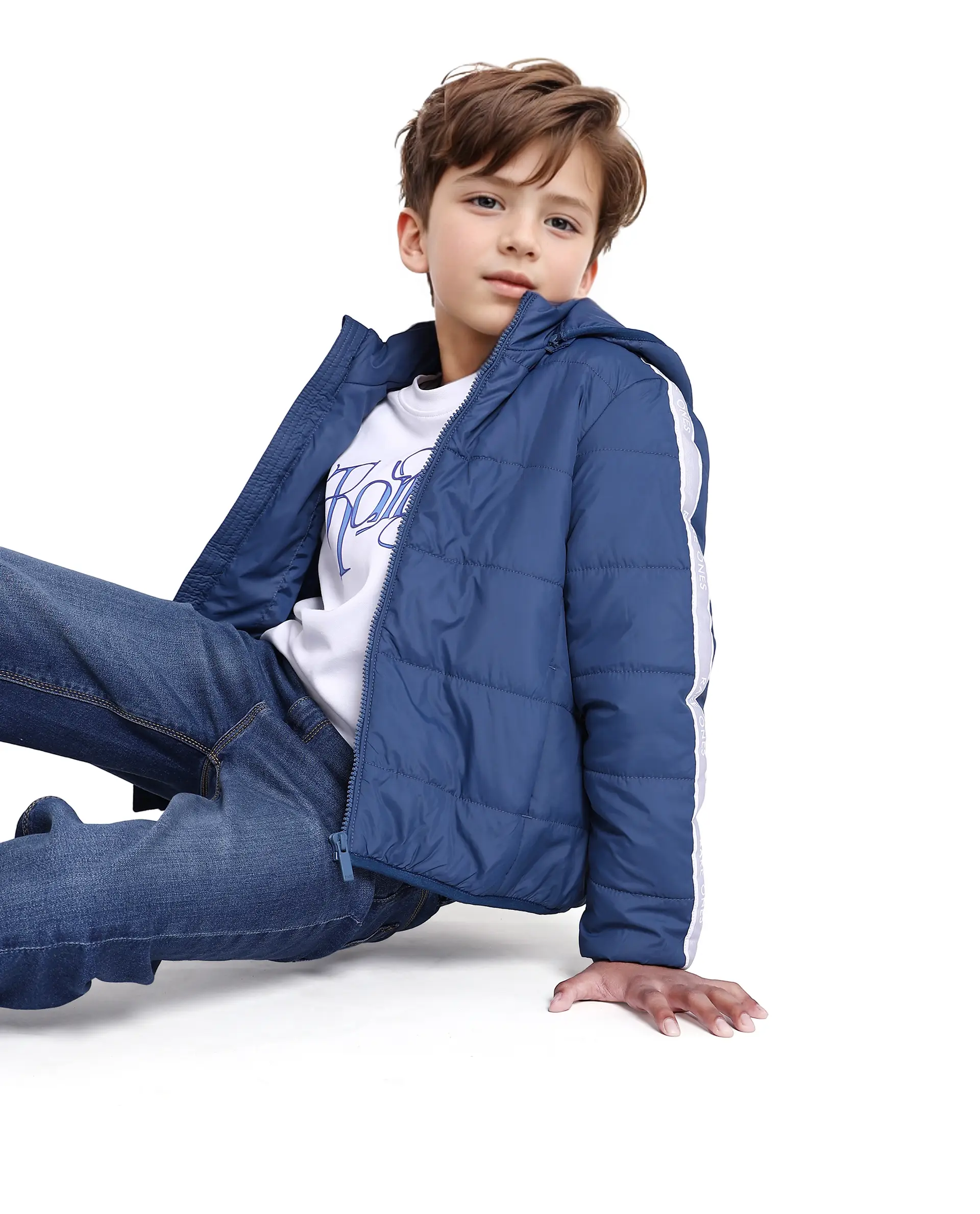 Rare Ones Kids Bolin Blue Polyester Full Sleeve Solid Jacket - Image 2