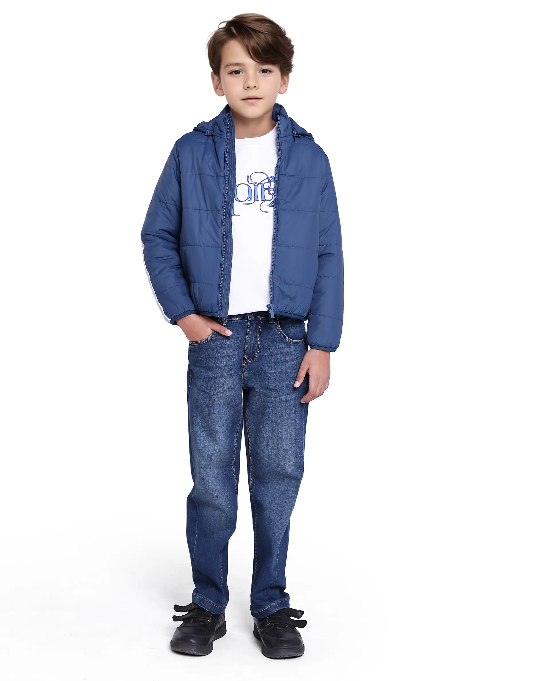 Rare Ones Kids Bolin Blue Polyester Full Sleeve Solid Jacket - Image 3