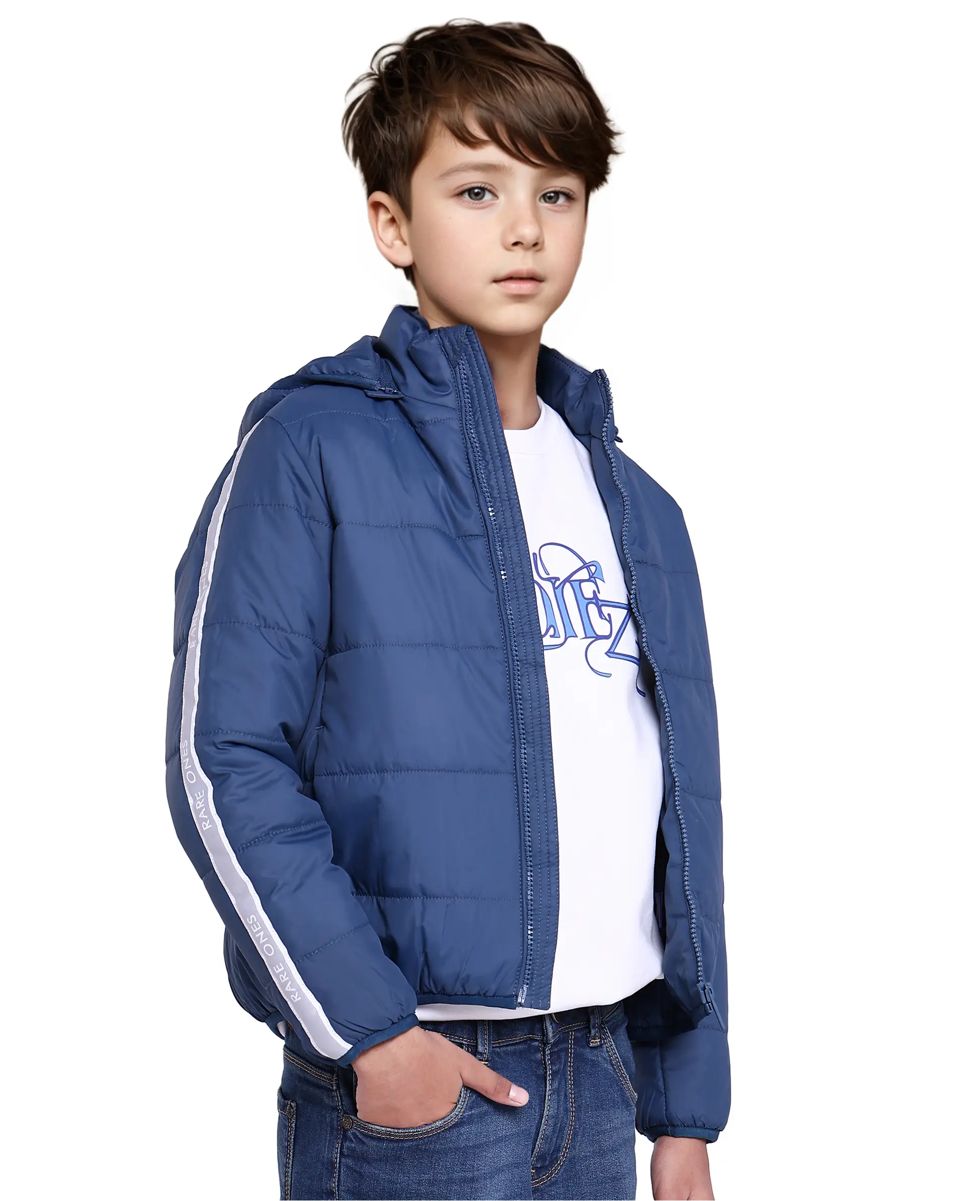 Rare Ones Kids Bolin Blue Polyester Full Sleeve Solid Jacket - Image 5