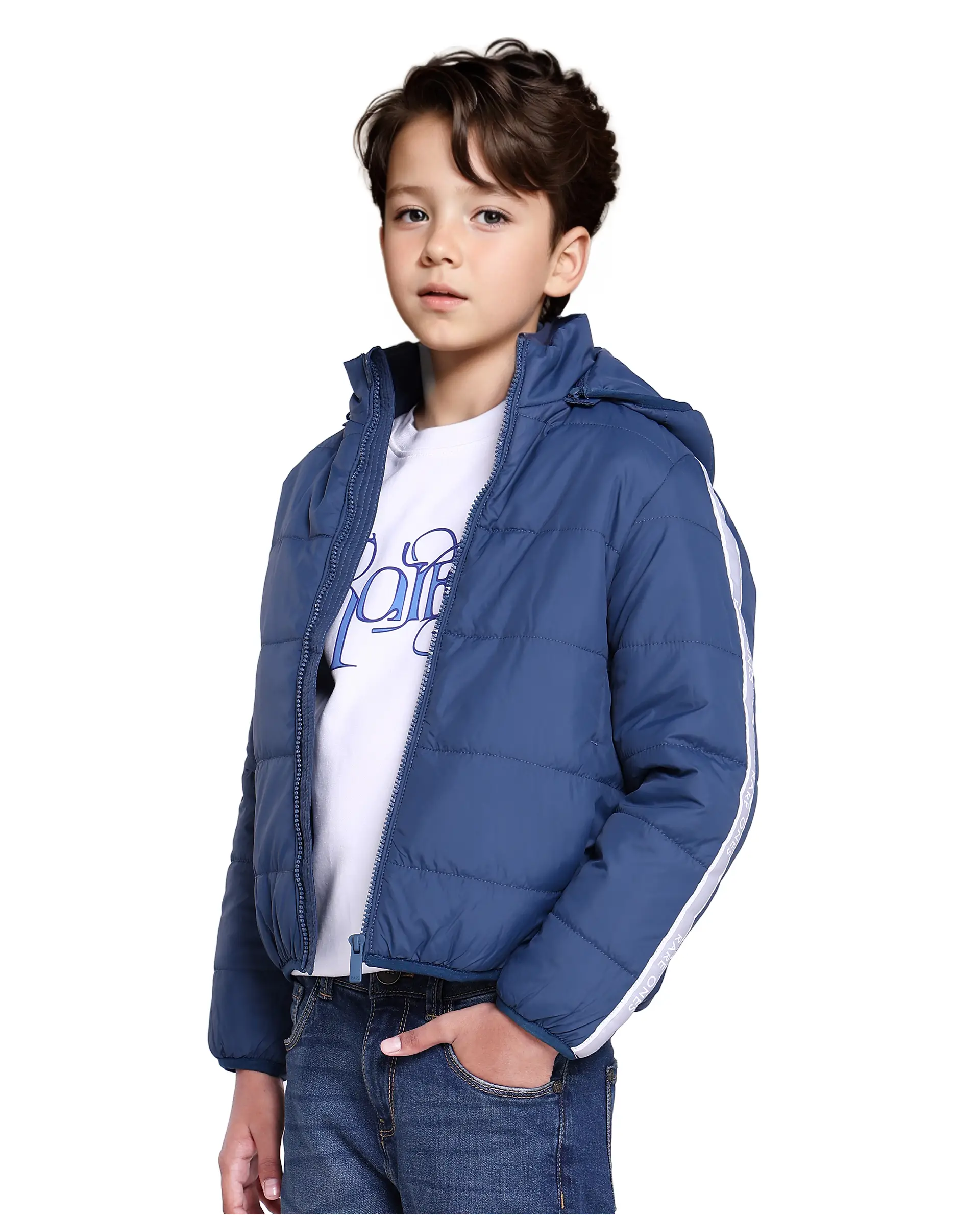 Rare Ones Kids Bolin Blue Polyester Full Sleeve Solid Jacket - Image 6