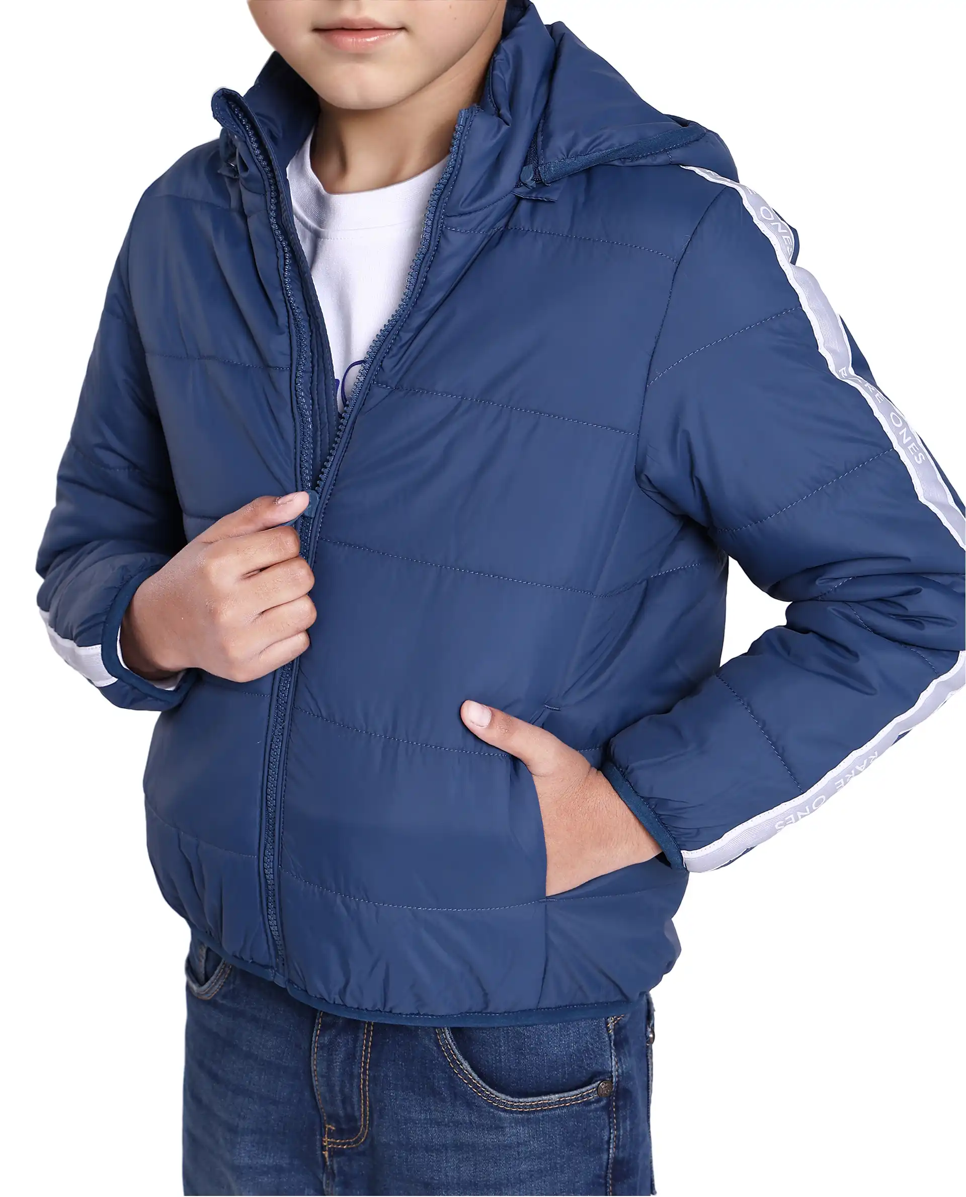 Rare Ones Kids Bolin Blue Polyester Full Sleeve Solid Jacket - Image 7