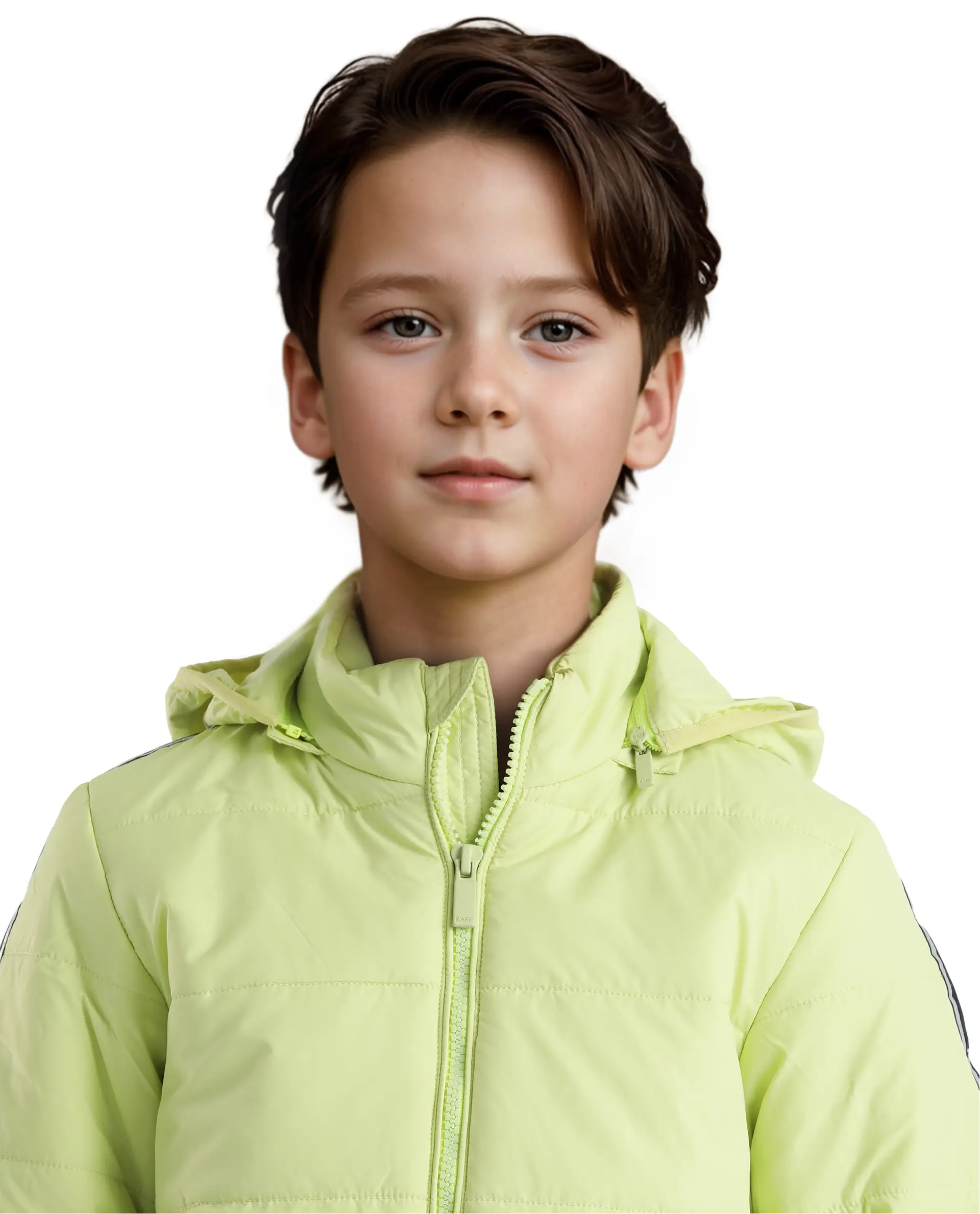Rare Ones Kids Bolin Flouroscent Green Polyester Full Sleeve Hooded Solid Jacket - Image 3
