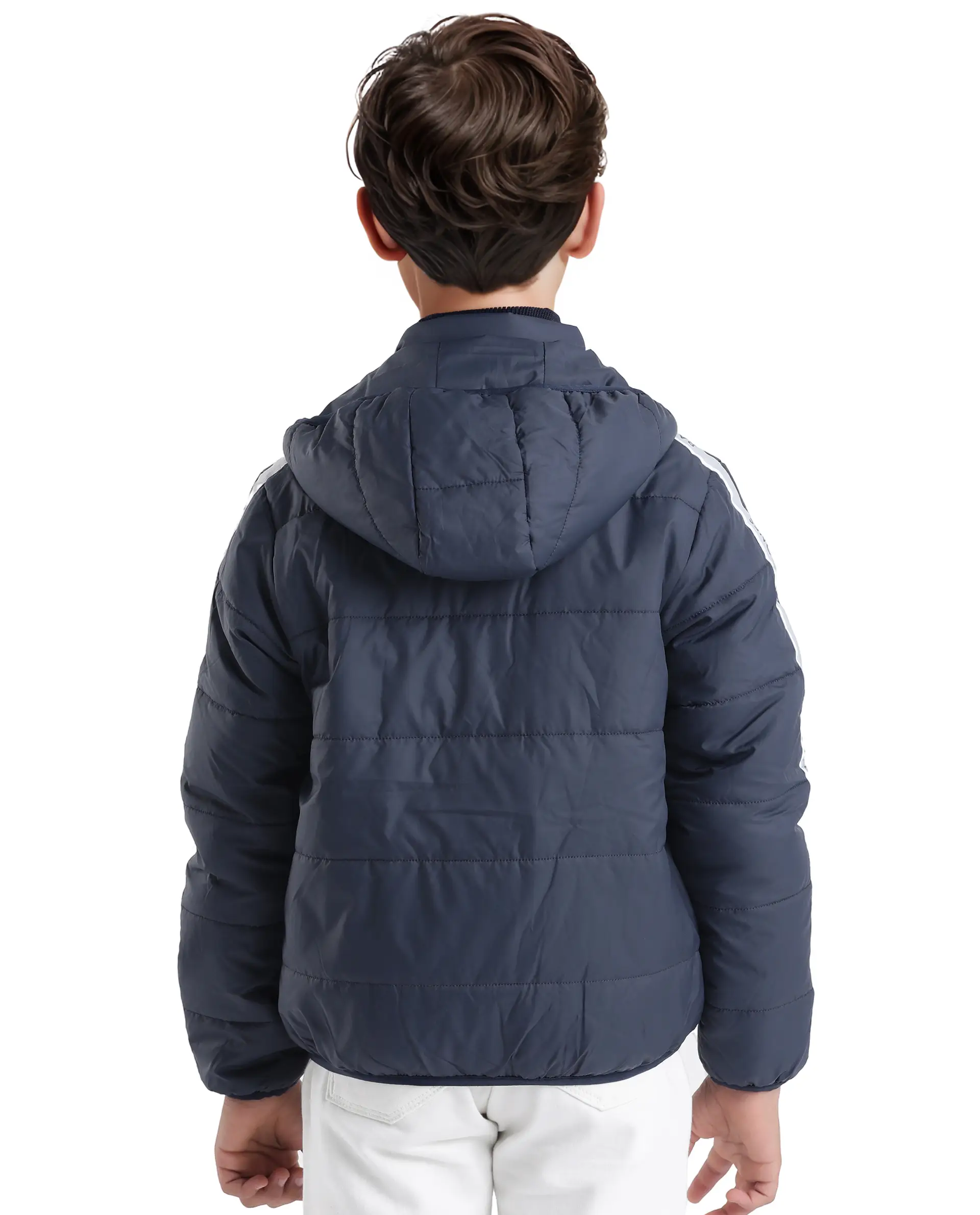 Rare Ones Kids Bolin Navy Polyester Full Sleeve Hooded Solid Jacket - Image 8