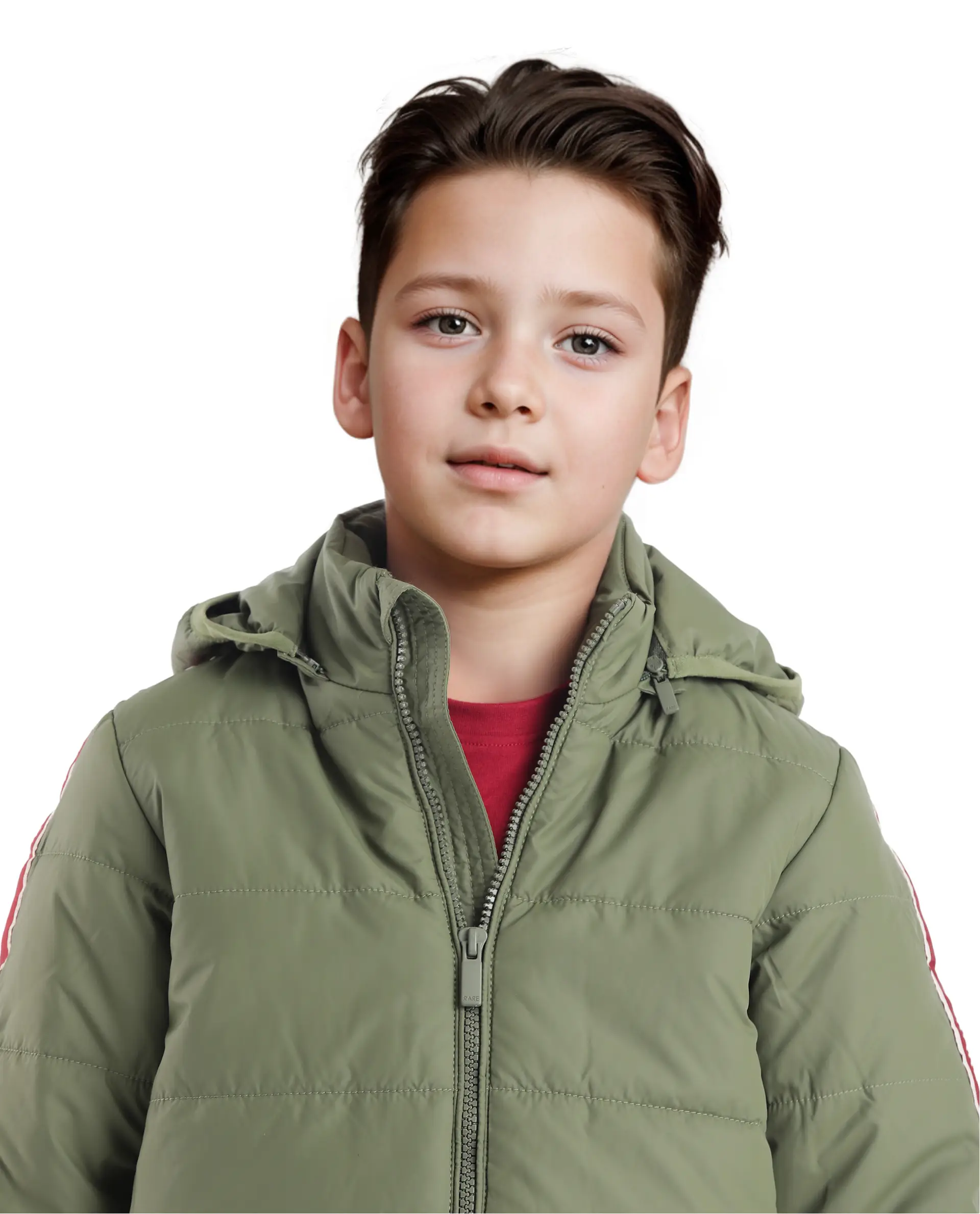 Rare Ones Kids Bolin Olive Polyester Full Sleeve Hooded Solid Jacket - Image 3