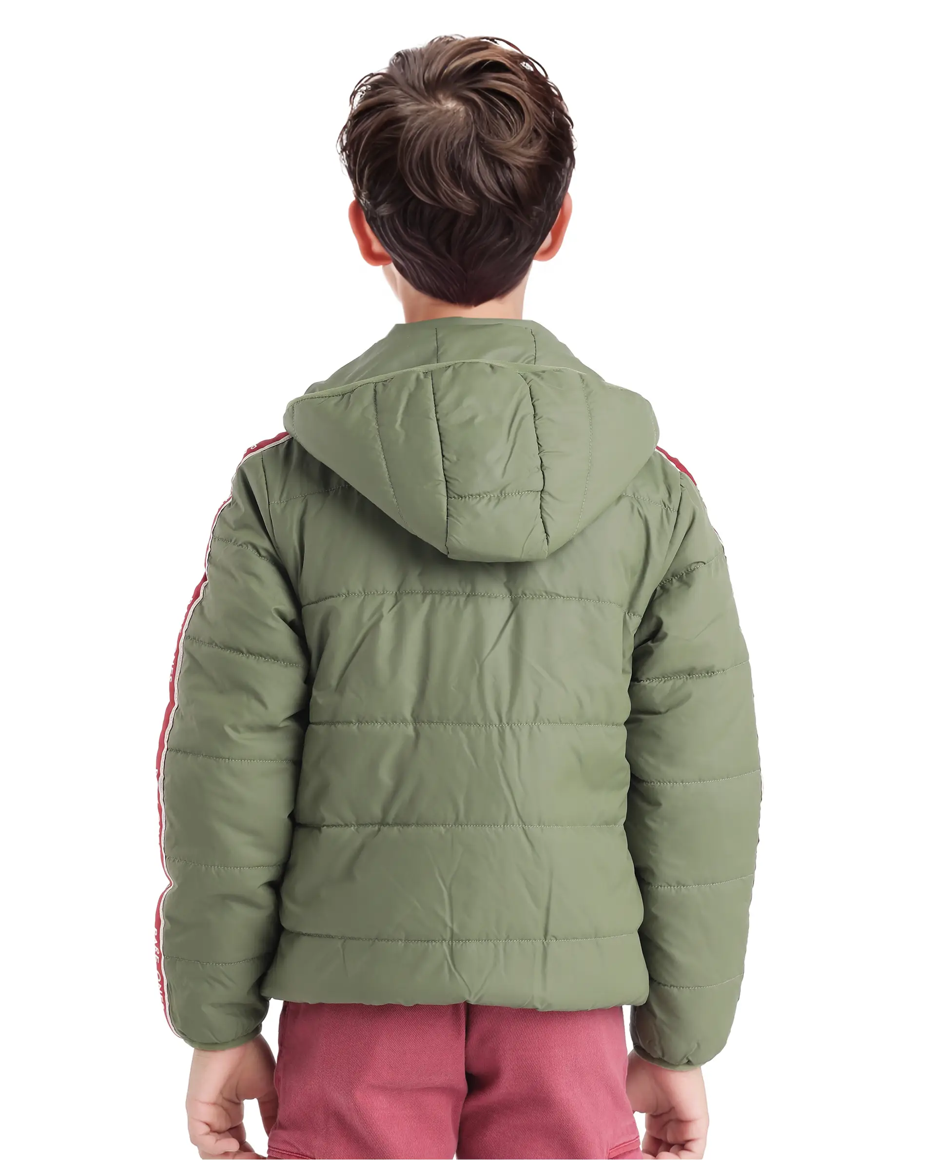 Rare Ones Kids Bolin Olive Polyester Full Sleeve Hooded Solid Jacket - Image 7