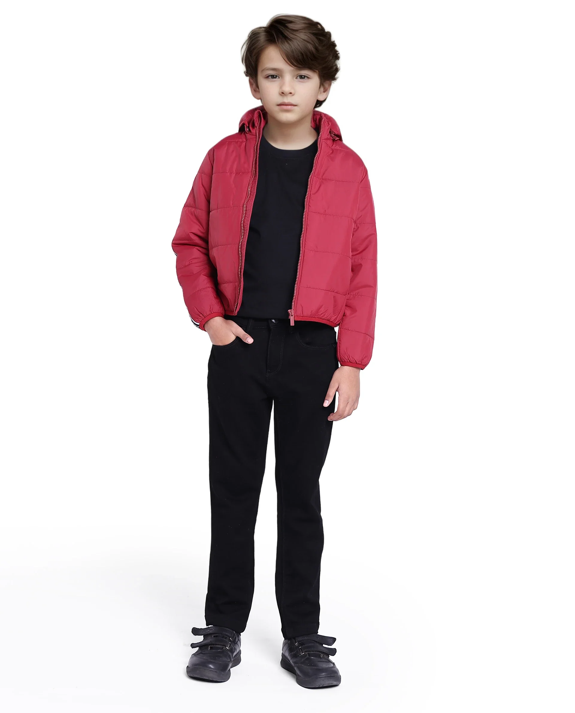 Rare Ones Kids Bolin Red Polyester Full Sleeve Solid Jacket - Image 2