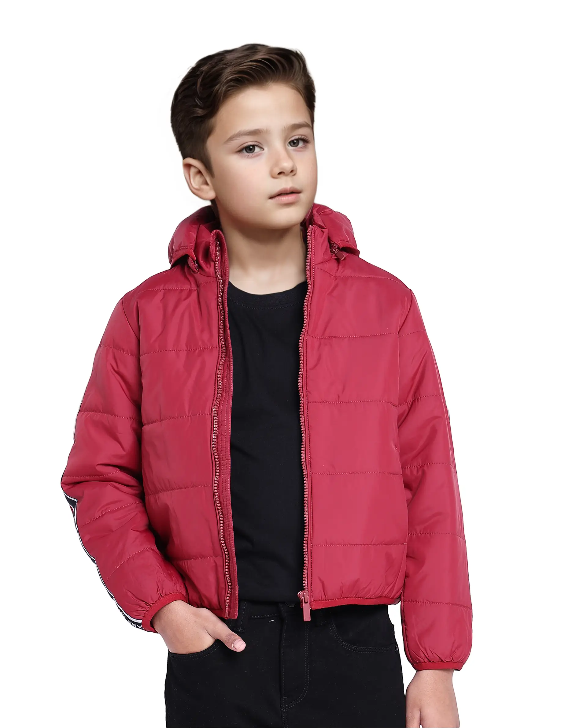 Rare Ones Kids Bolin Red Polyester Full Sleeve Solid Jacket - Image 4
