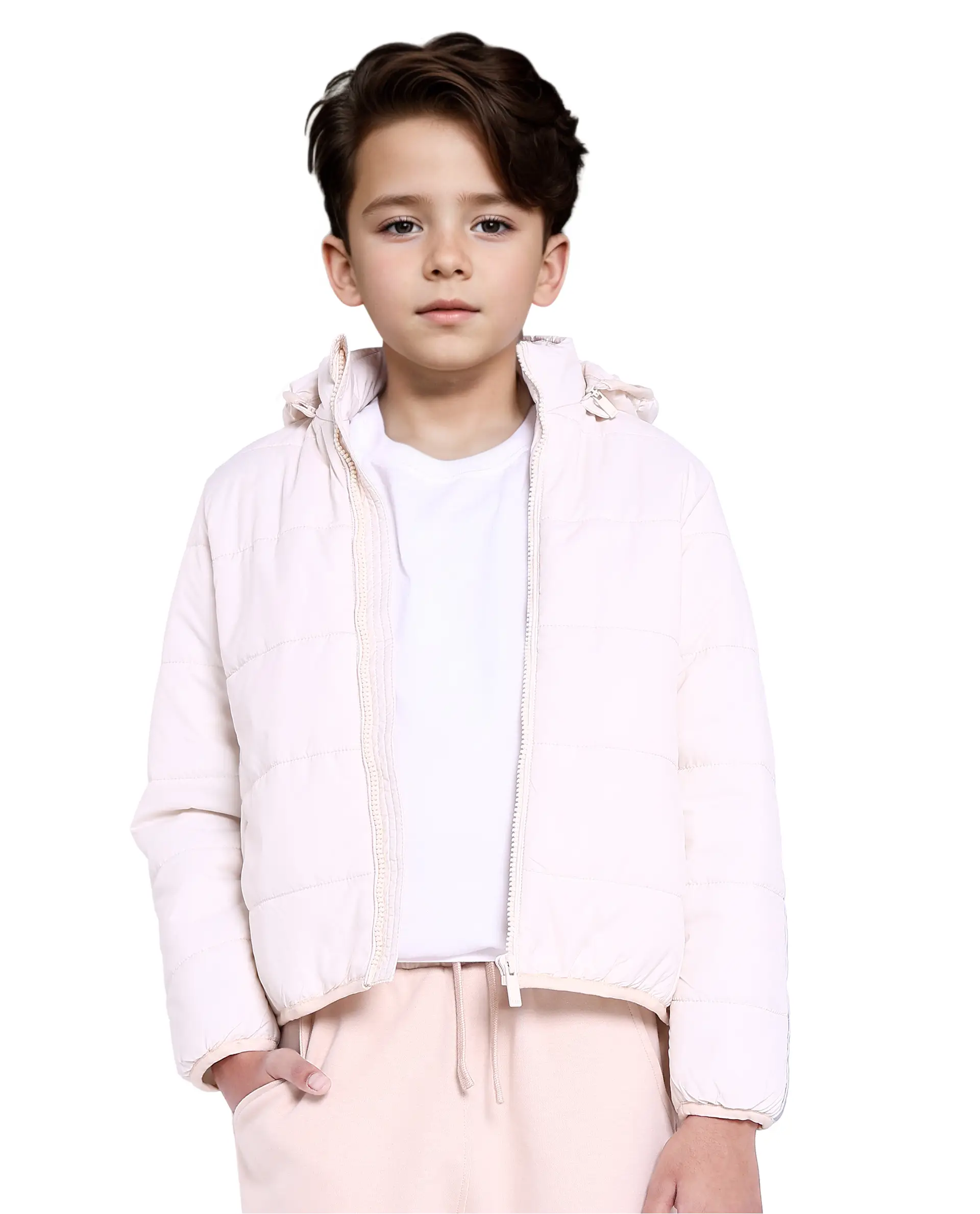 Rare Ones Kids Bolin White Polyester Full Sleeve Solid Jacket - Image 4