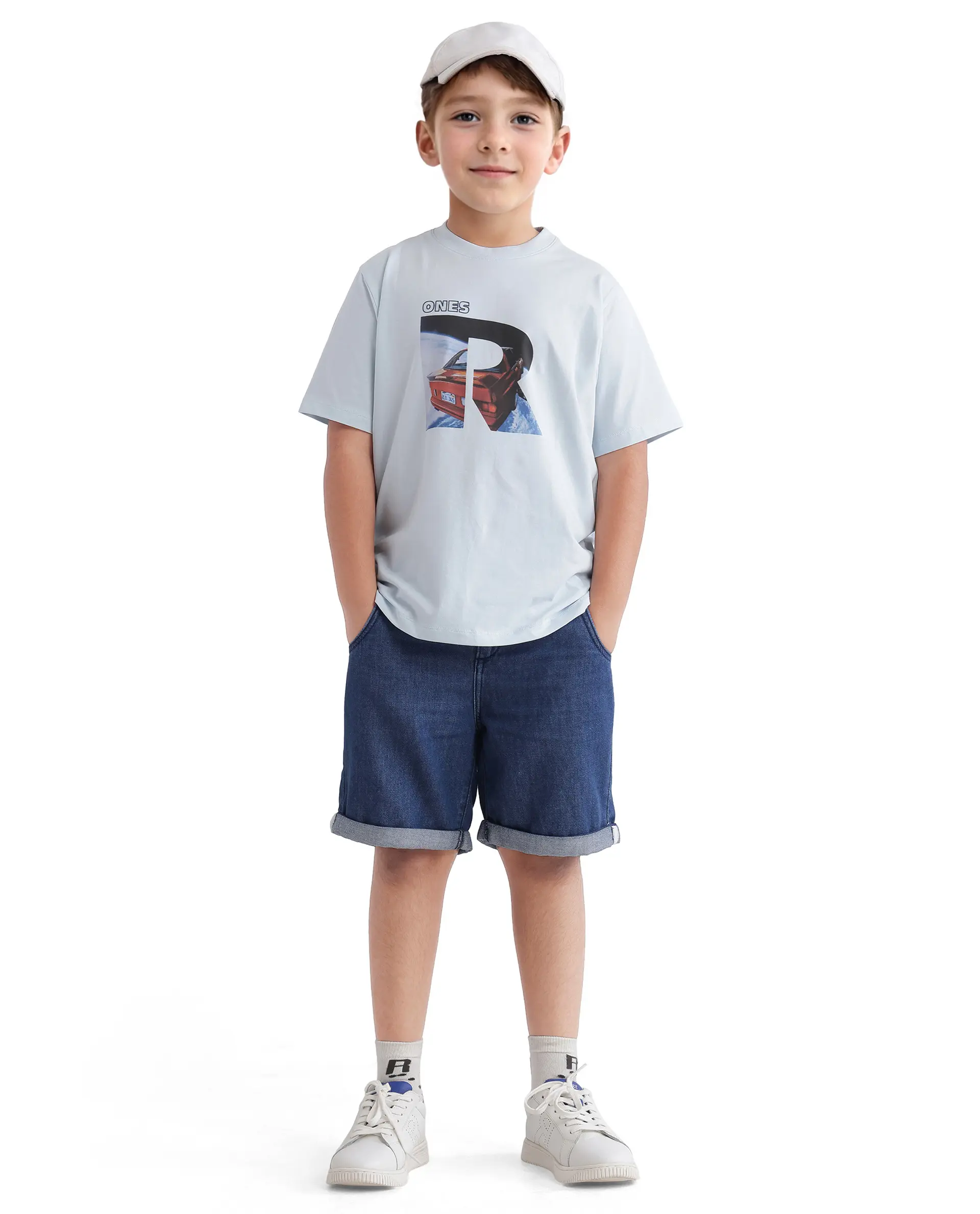 Rare Ones Kids Bolt Pastel Blue Cotton Blend Short Sleeve Crew Neck Print T-Shirt - Image 3