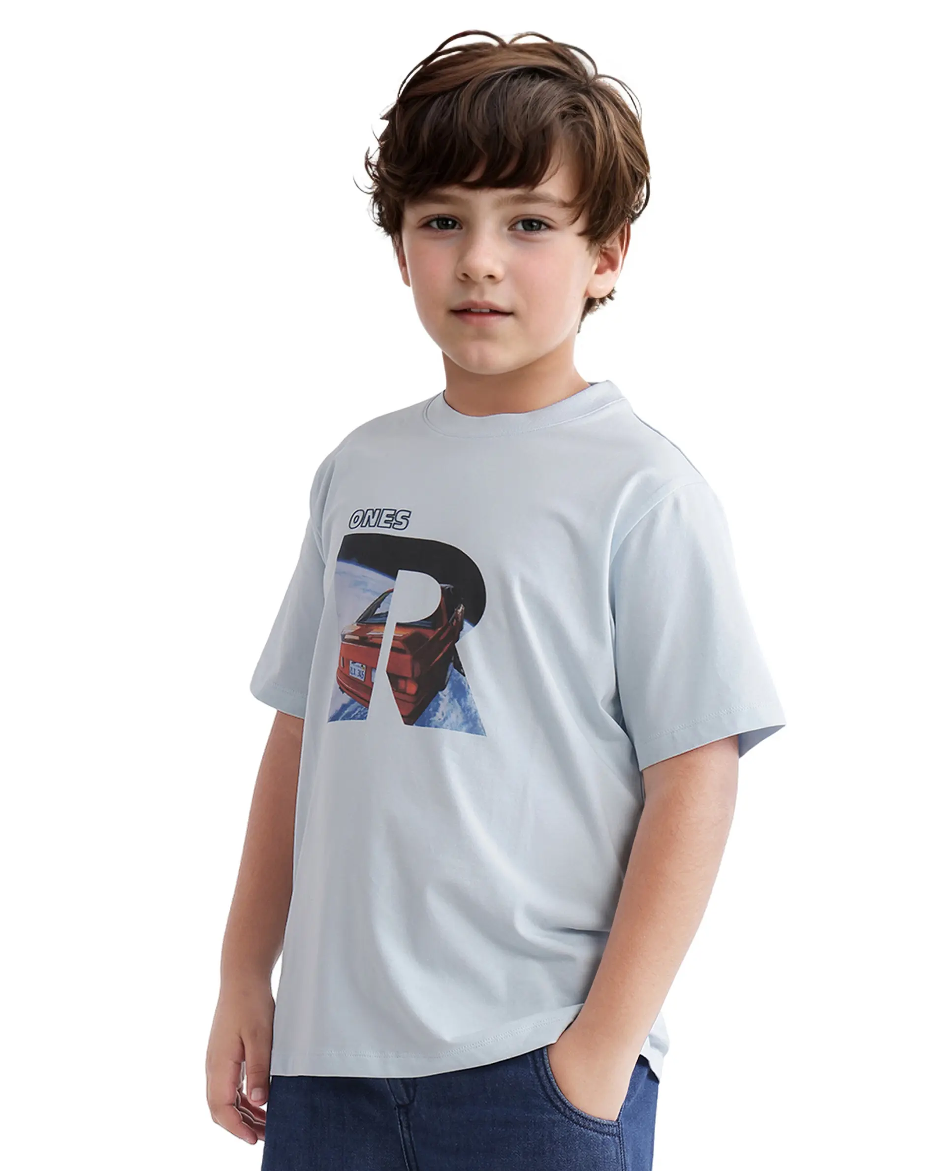 Rare Ones Kids Bolt Pastel Blue Cotton Blend Short Sleeve Crew Neck Print T-Shirt - Image 7