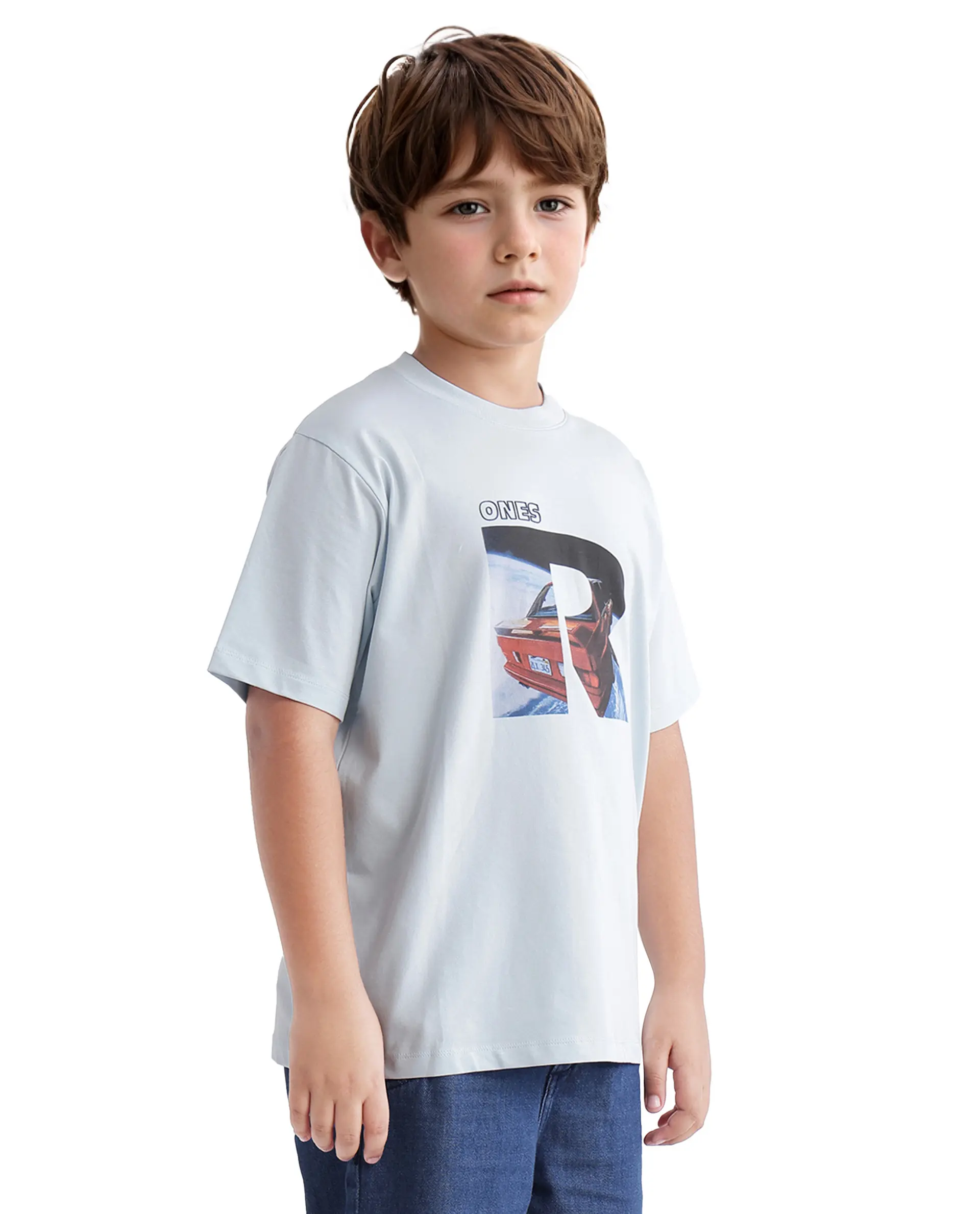 Rare Ones Kids Bolt Pastel Blue Cotton Blend Short Sleeve Crew Neck Print T-Shirt - Image 8