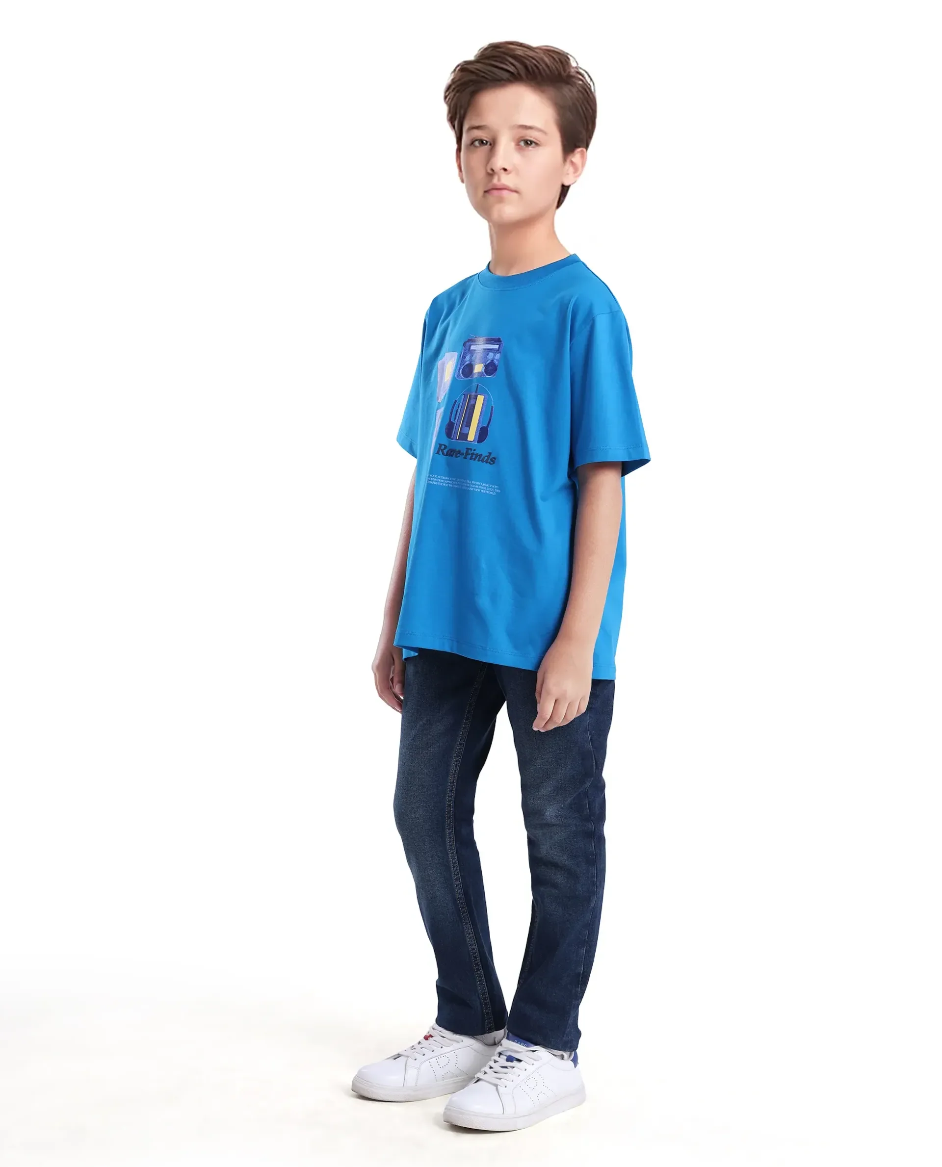 Rare Ones Kids Bram Dark Blue Cotton Solid Button And Zip Closure Slim Fit Jeans - Image 4