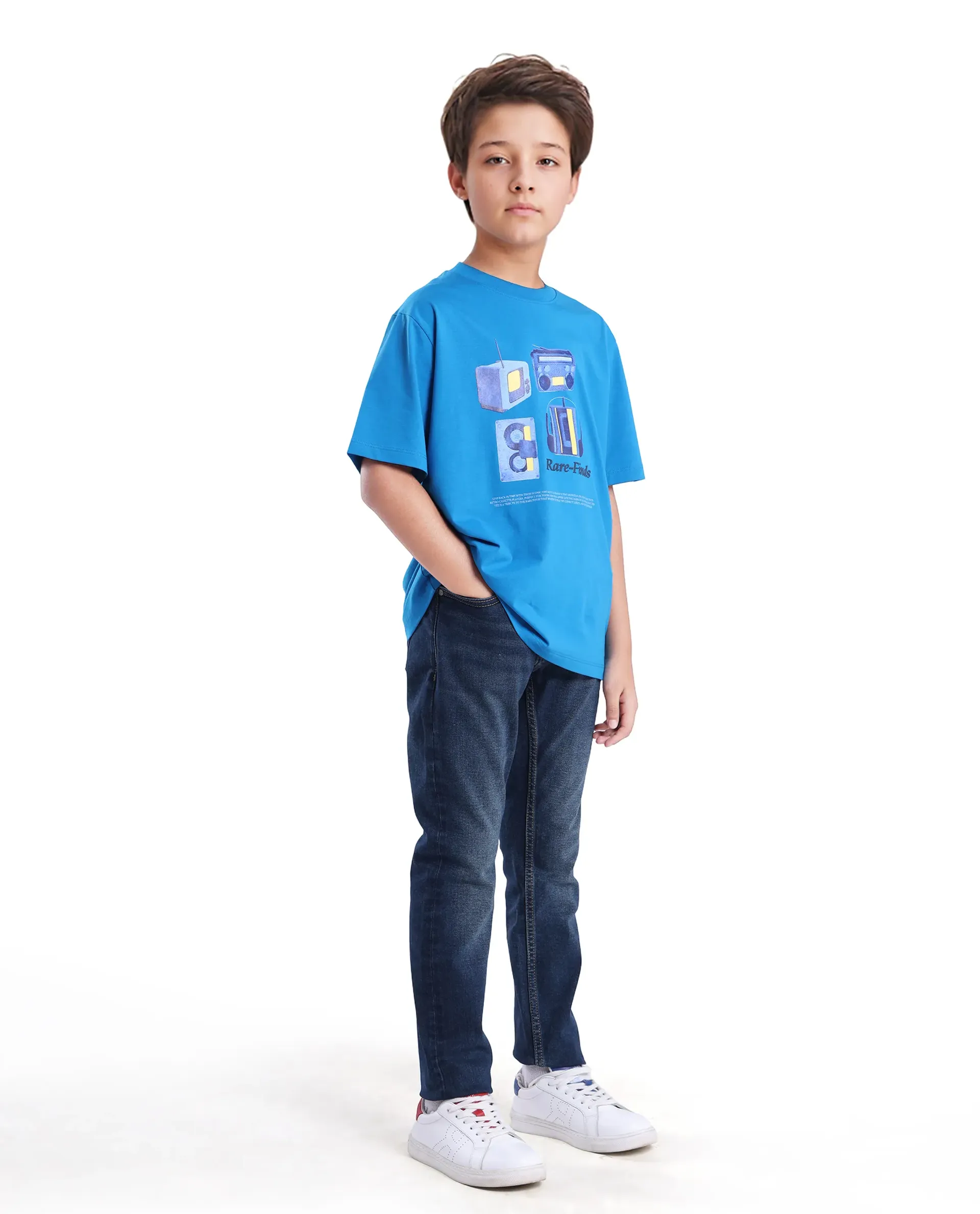 Rare Ones Kids Bram Dark Blue Cotton Solid Button And Zip Closure Slim Fit Jeans - Image 5