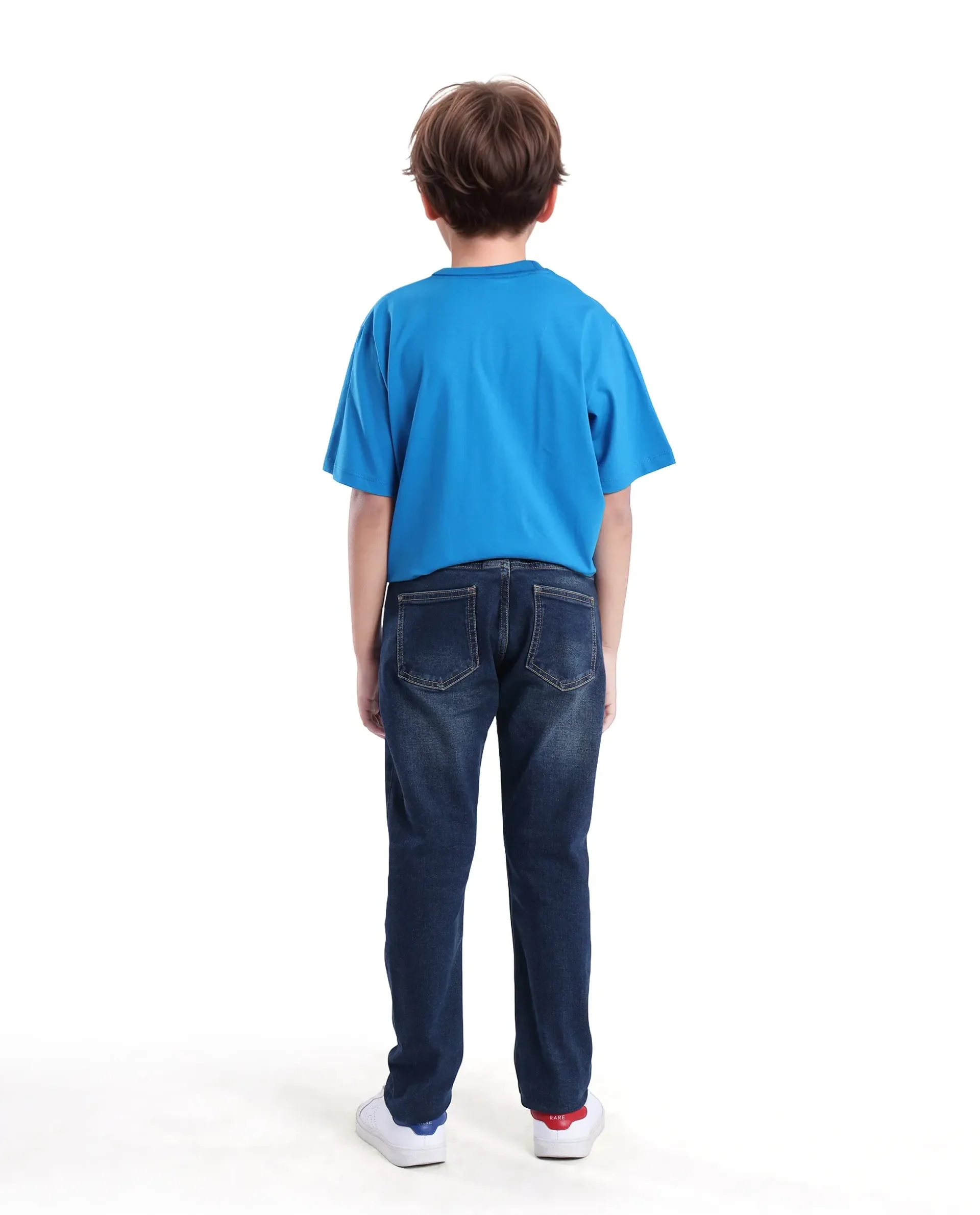 Rare Ones Kids Bram Dark Blue Cotton Solid Button And Zip Closure Slim Fit Jeans - Image 6