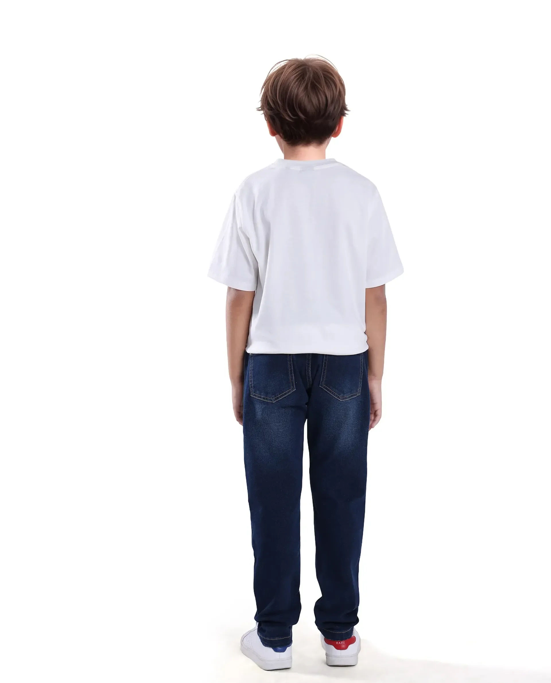 Rare Ones Kids Bram Light Blue Cotton Solid Button And Zip Closure Slim Fit Jeans - Image 7