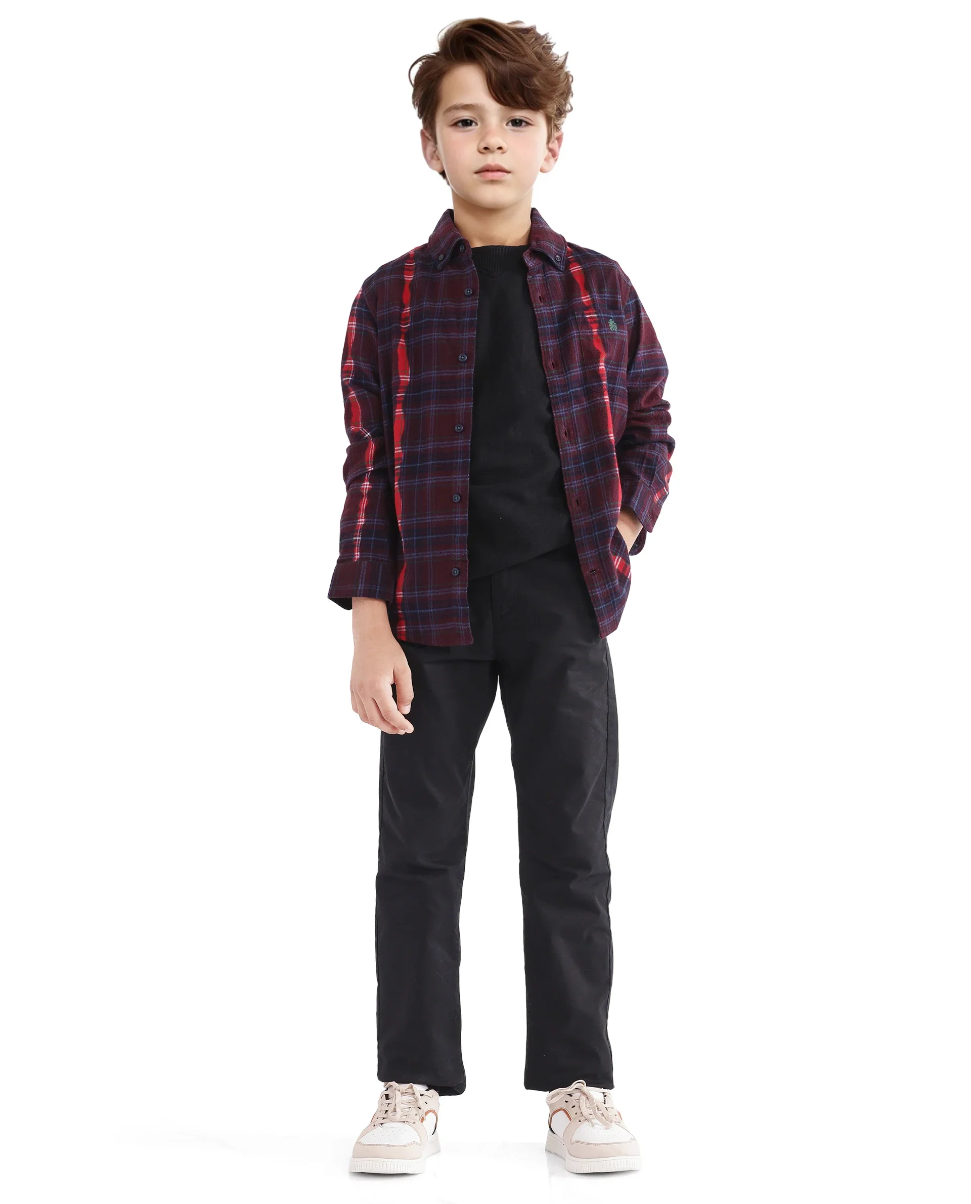 Rare Ones Kids Bru Dark Maroon Cotton Full Sleeve Checked Shirt - Image 3