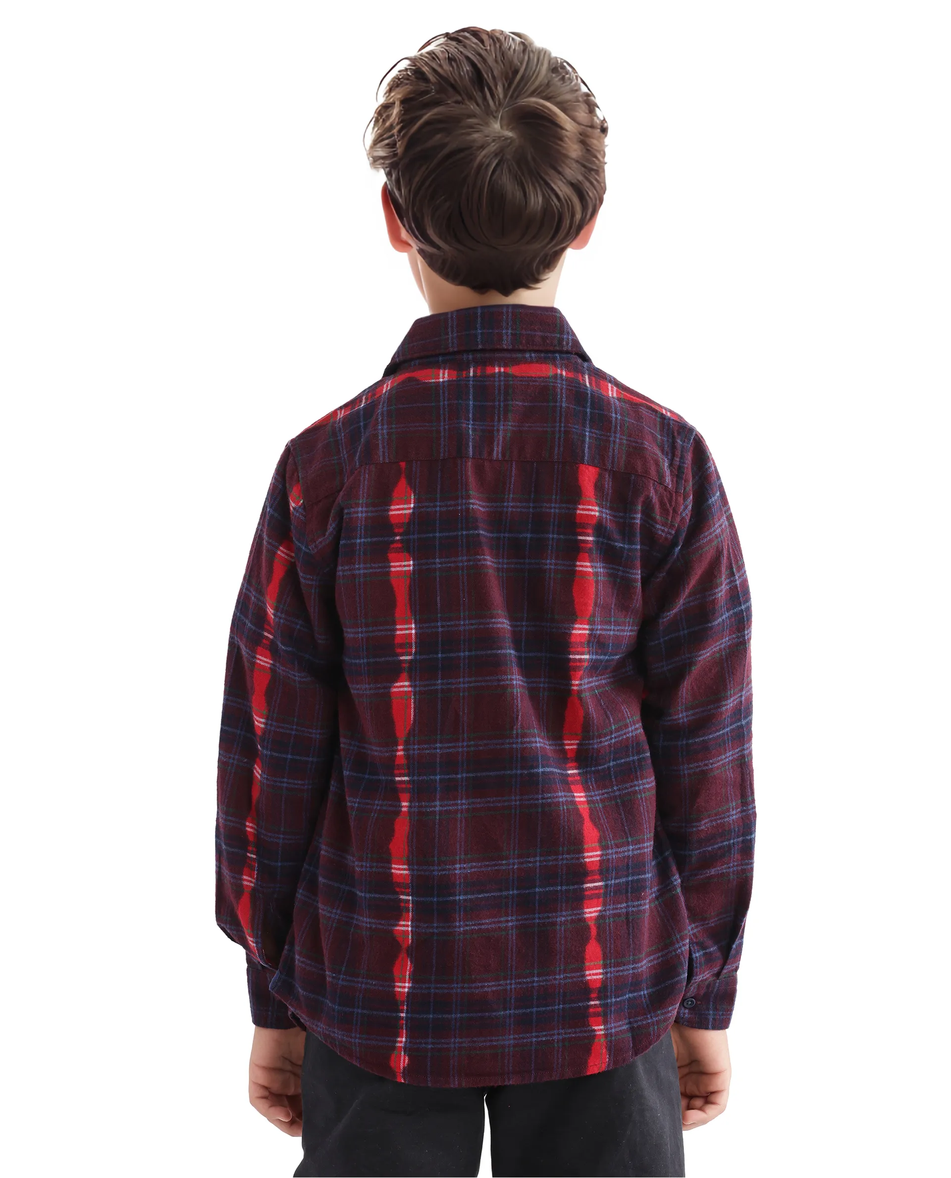 Rare Ones Kids Bru Dark Maroon Cotton Full Sleeve Checked Shirt - Image 8