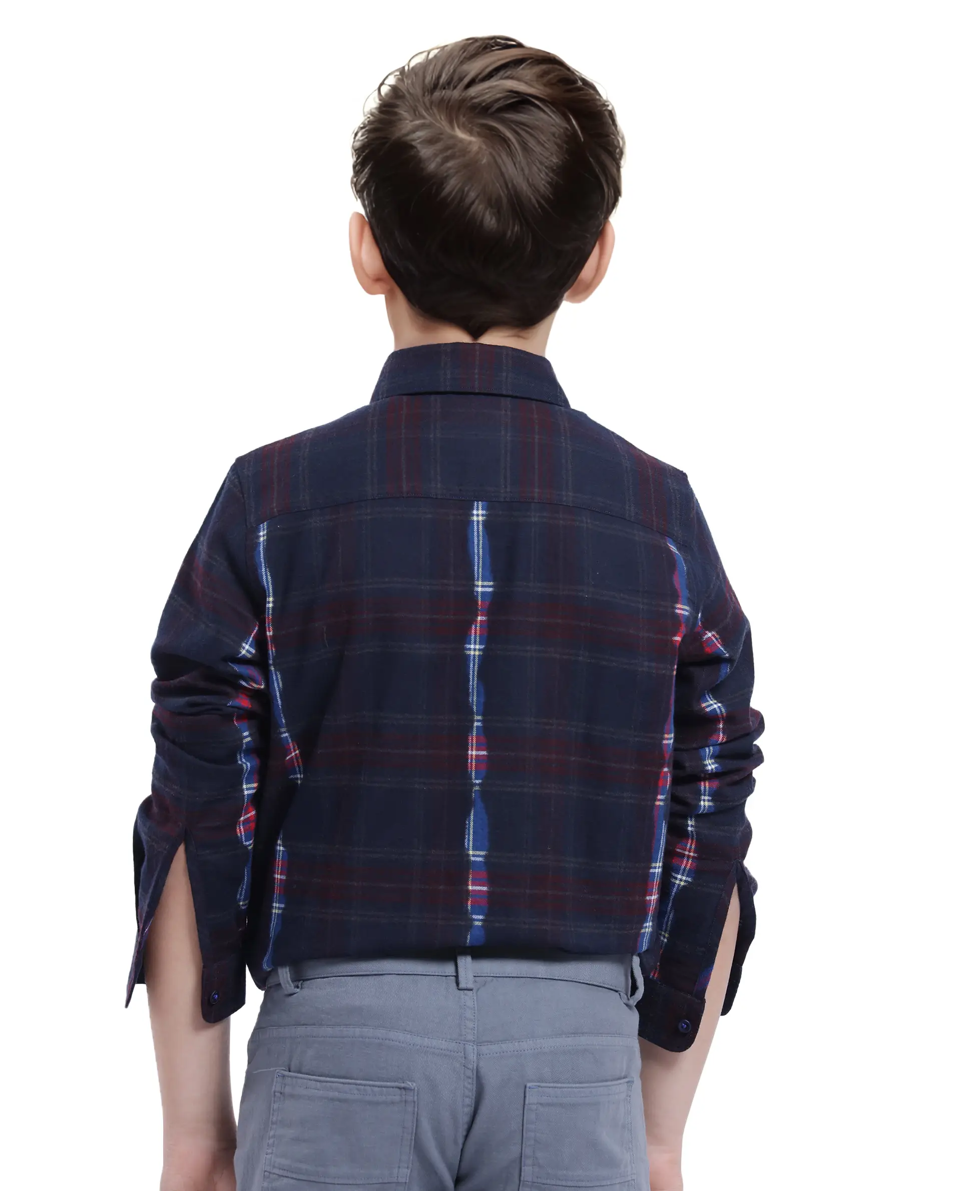 Rare Ones Kids Bru Navy Cotton Full Sleeve Button Down Oxford Checked Shirt - Image 6