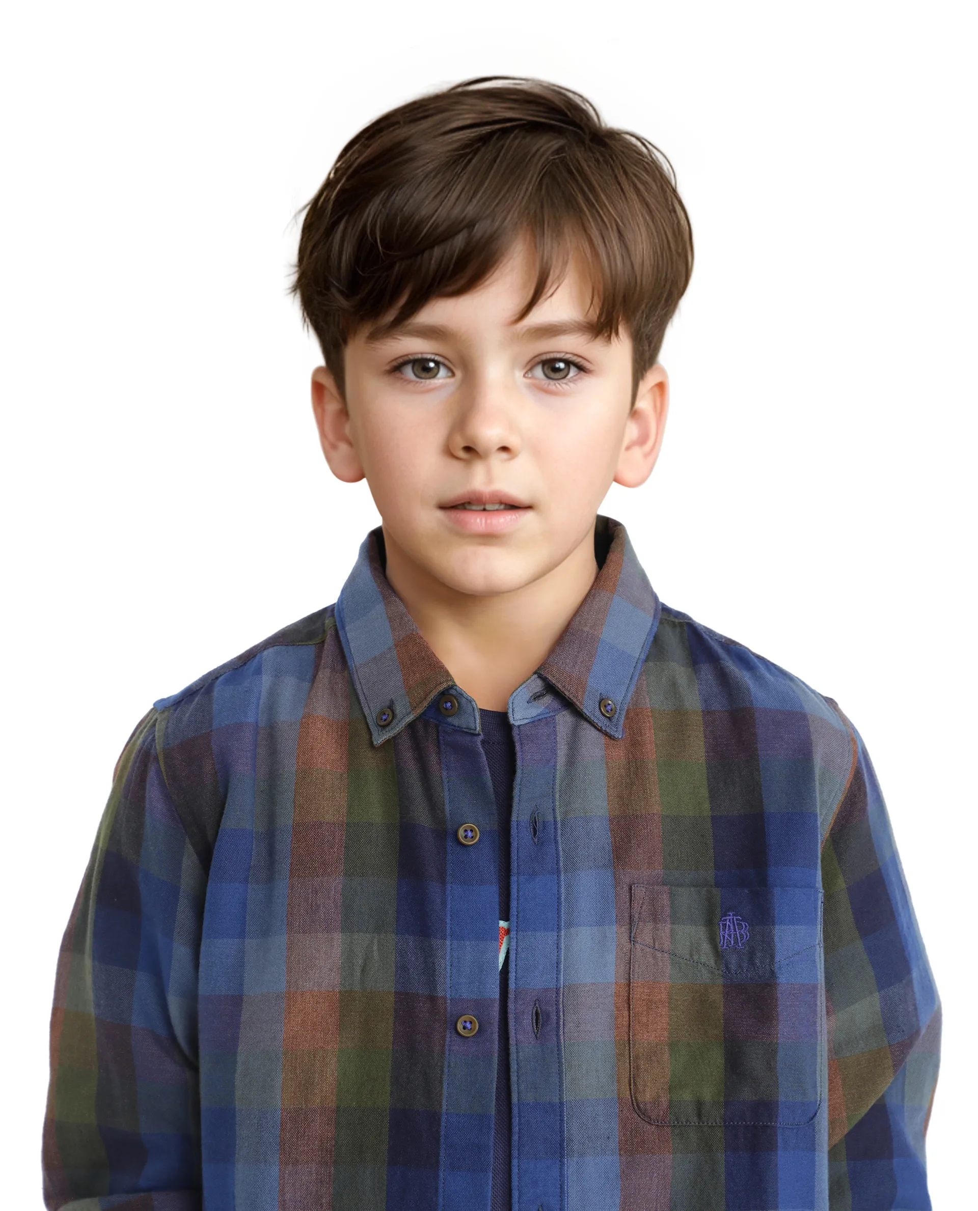 Rare Ones Kids Cal Blue Cotton Poly Full Sleeve Button Down Checked Shirt - Image 3