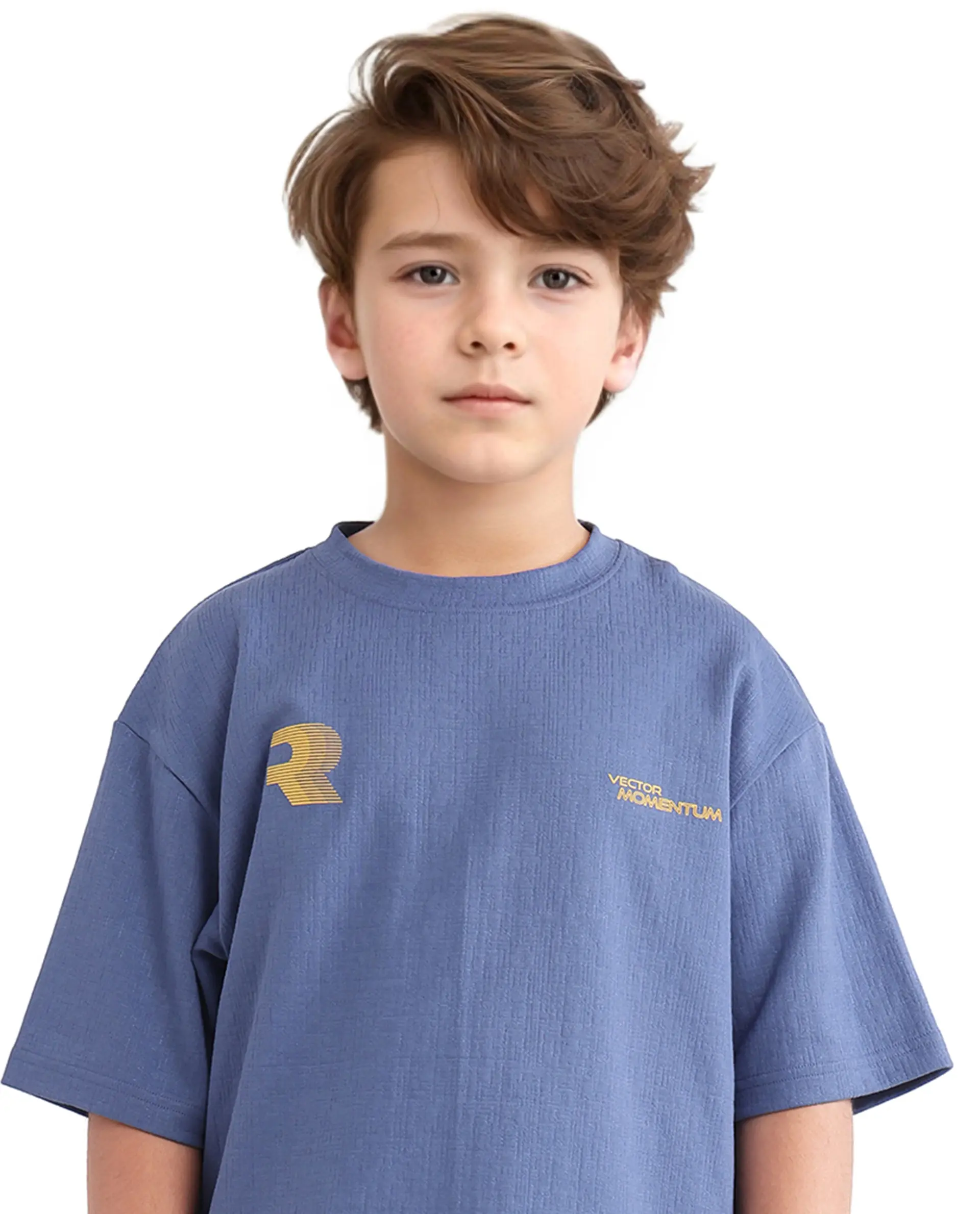 Rare Ones Kids Carlo-K Dusky Blue Cotton Blend Short Sleeve Crew Neck Print T-Shirt - Image 4
