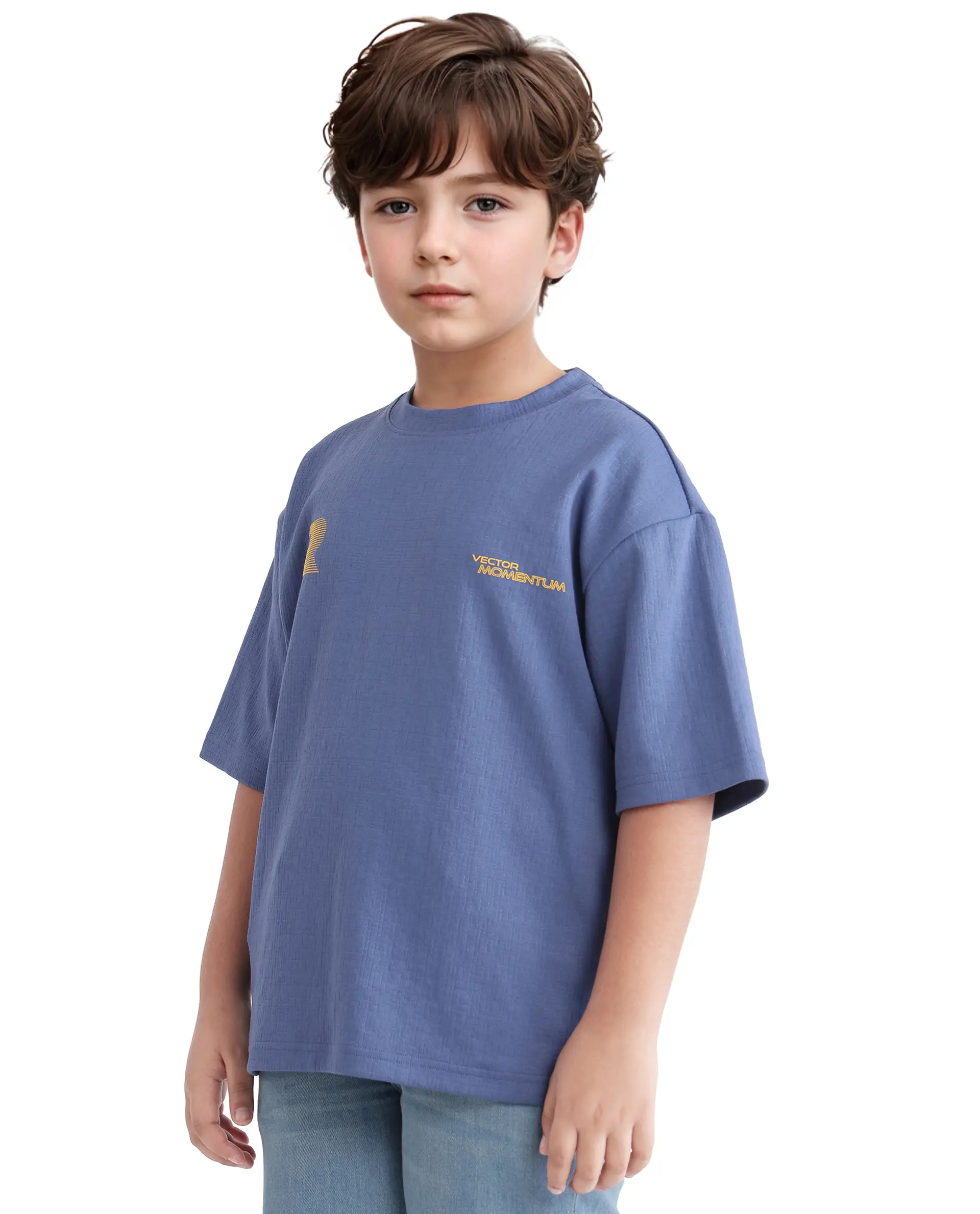 Rare Ones Kids Carlo-K Dusky Blue Cotton Blend Short Sleeve Crew Neck Print T-Shirt - Image 7