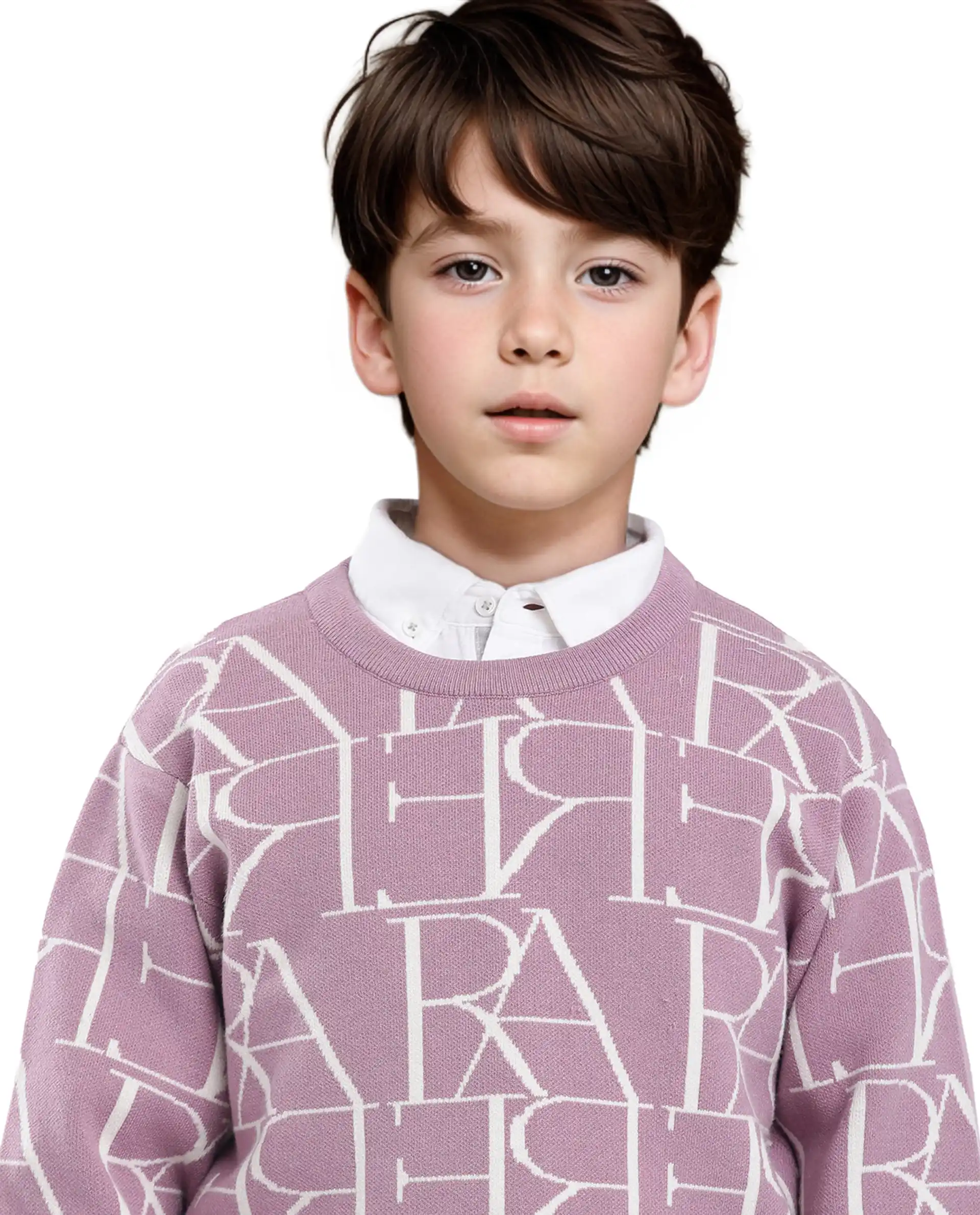 Rare Ones Kids Carrio Dusky Purple Full Sleeve Cotton Printed Regular Fit Sweater - Image 3