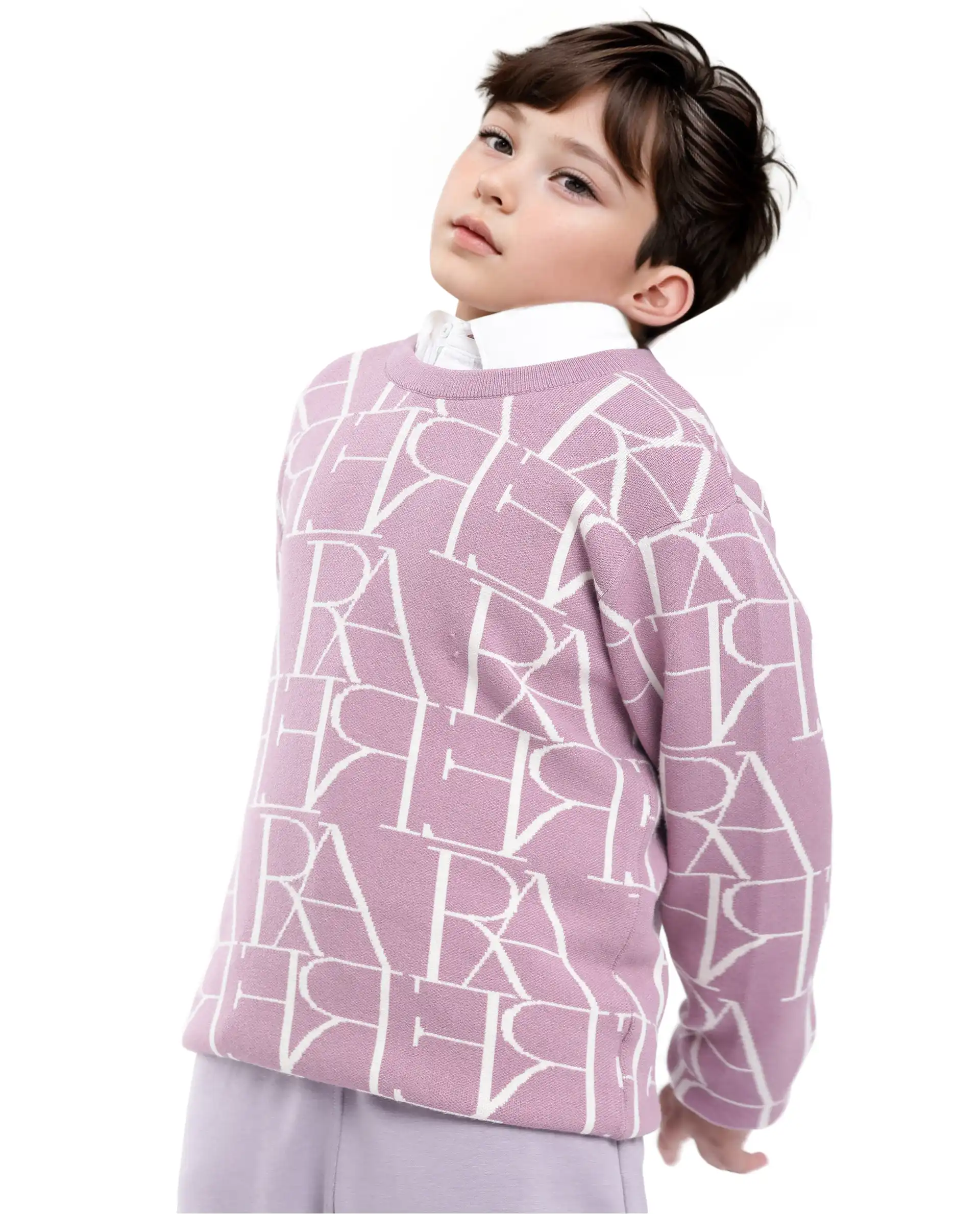 Rare Ones Kids Carrio Dusky Purple Full Sleeve Cotton Printed Regular Fit Sweater - Image 7