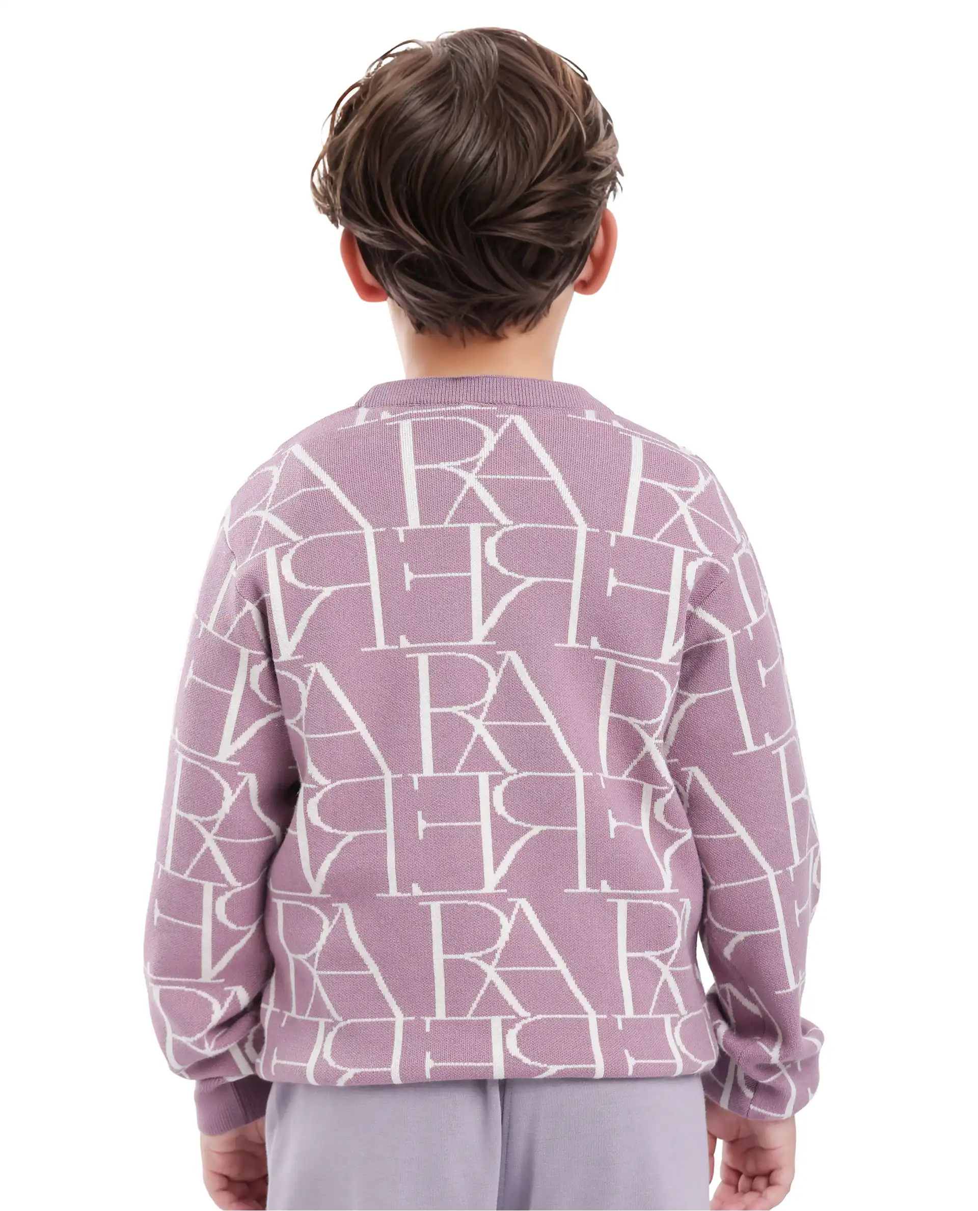 Rare Ones Kids Carrio Dusky Purple Full Sleeve Cotton Printed Regular Fit Sweater - Image 8