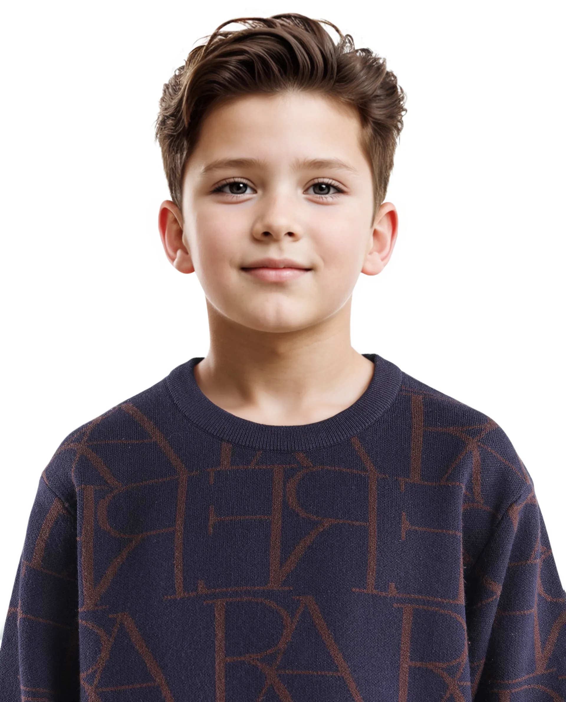 Rare Ones Kids Carrio Navy Full Sleeve Cotton Printed Regular Fit Sweater - Image 4