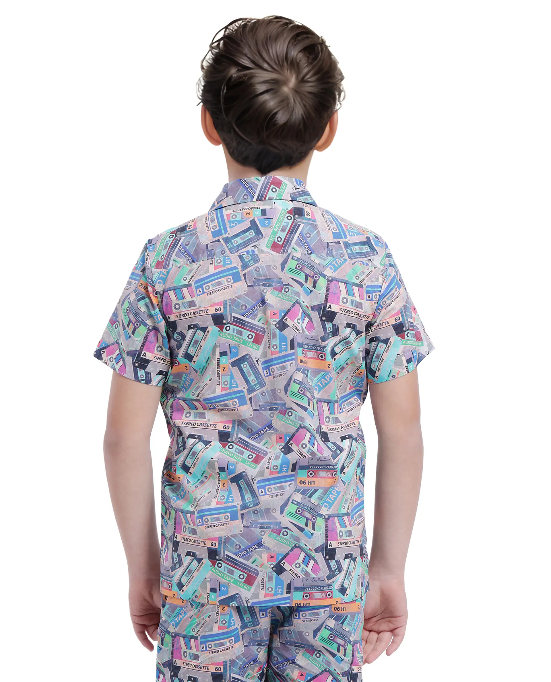 Rare Ones Kids Cast Light Brown Cotton Short Sleeve Cuban Collar Digital Print Shirt - Image 9