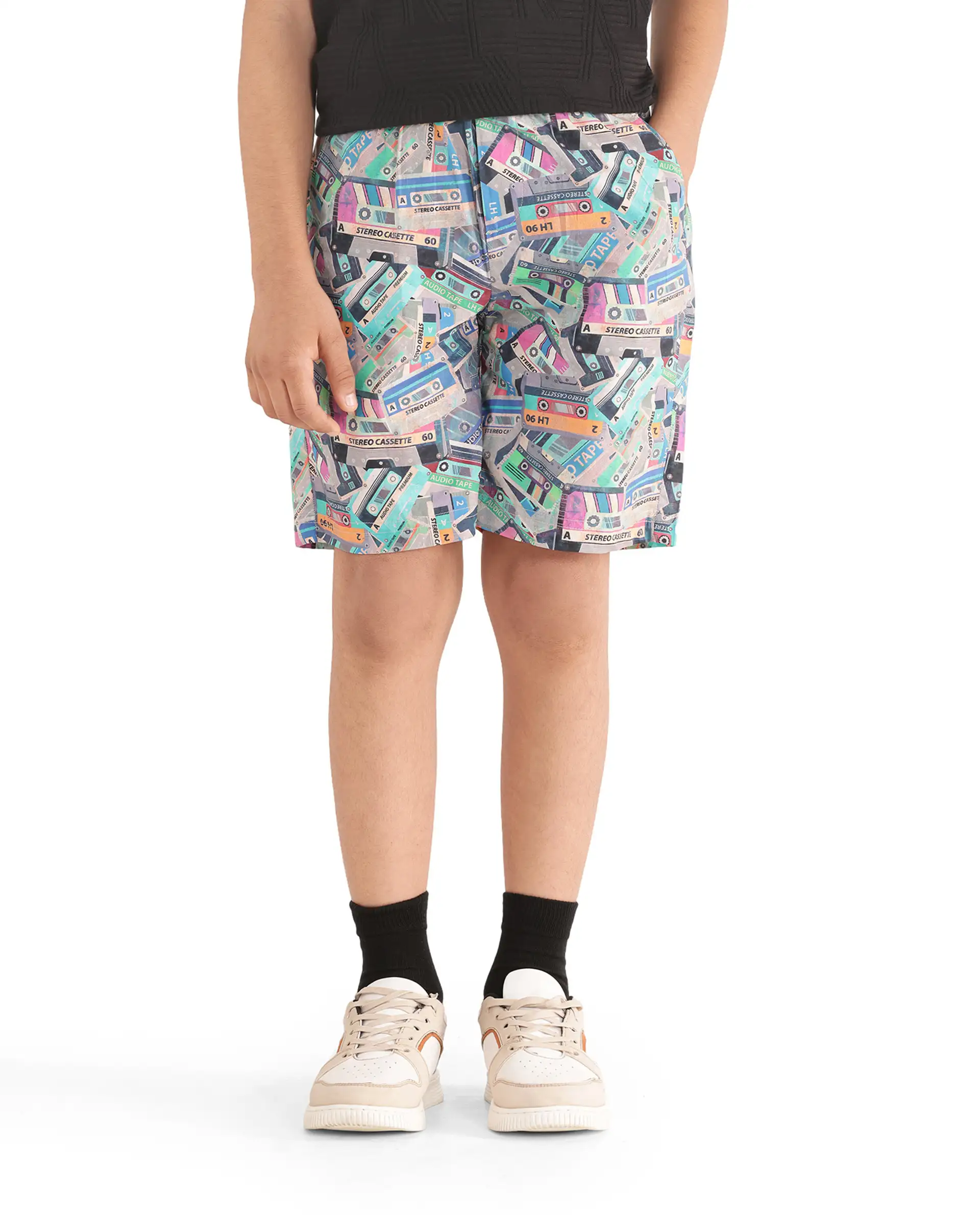 Rare Ones Kids Caster Light Brown Cotton Drawstring Closure Digital Print Shorts - Image 5
