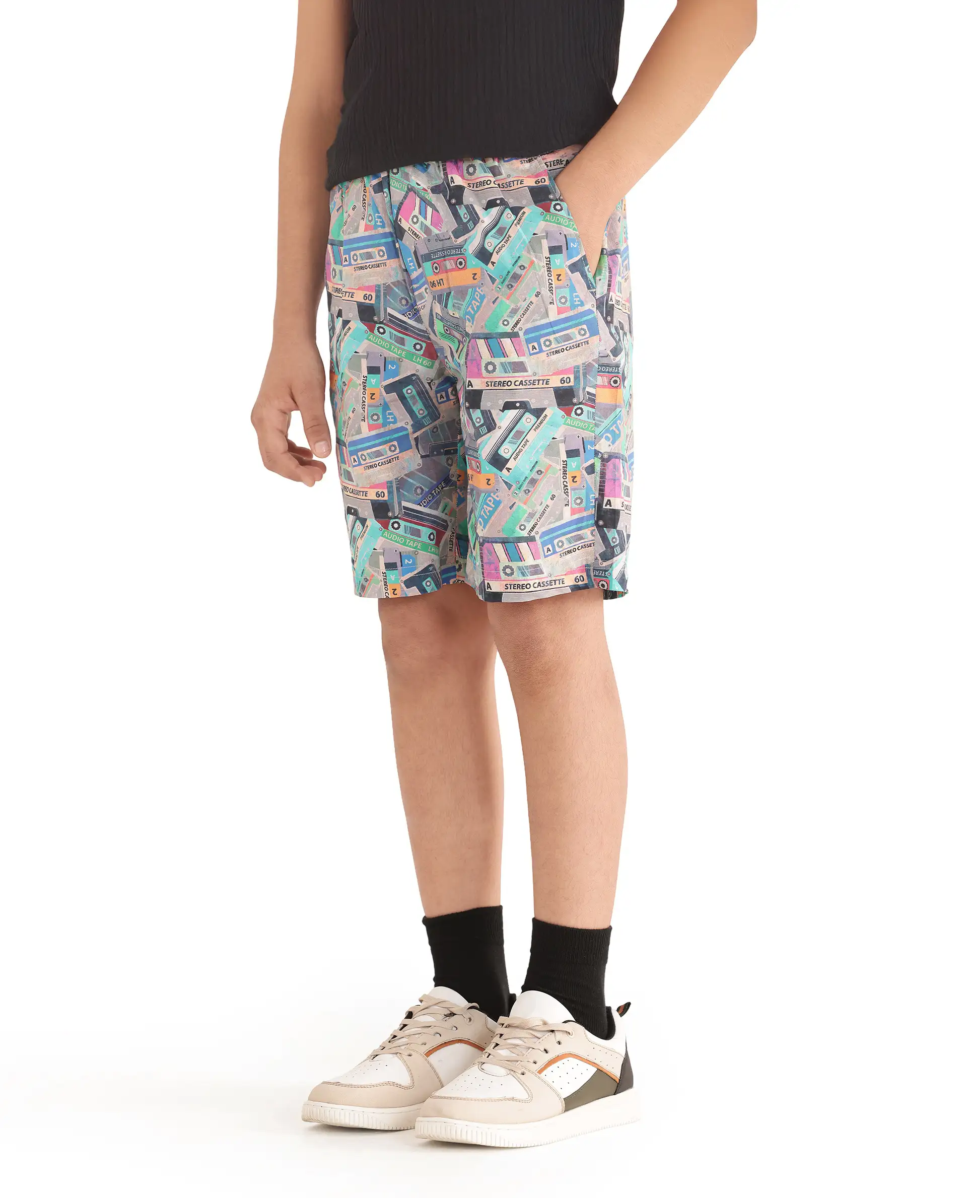 Rare Ones Kids Caster Light Brown Cotton Drawstring Closure Digital Print Shorts - Image 6