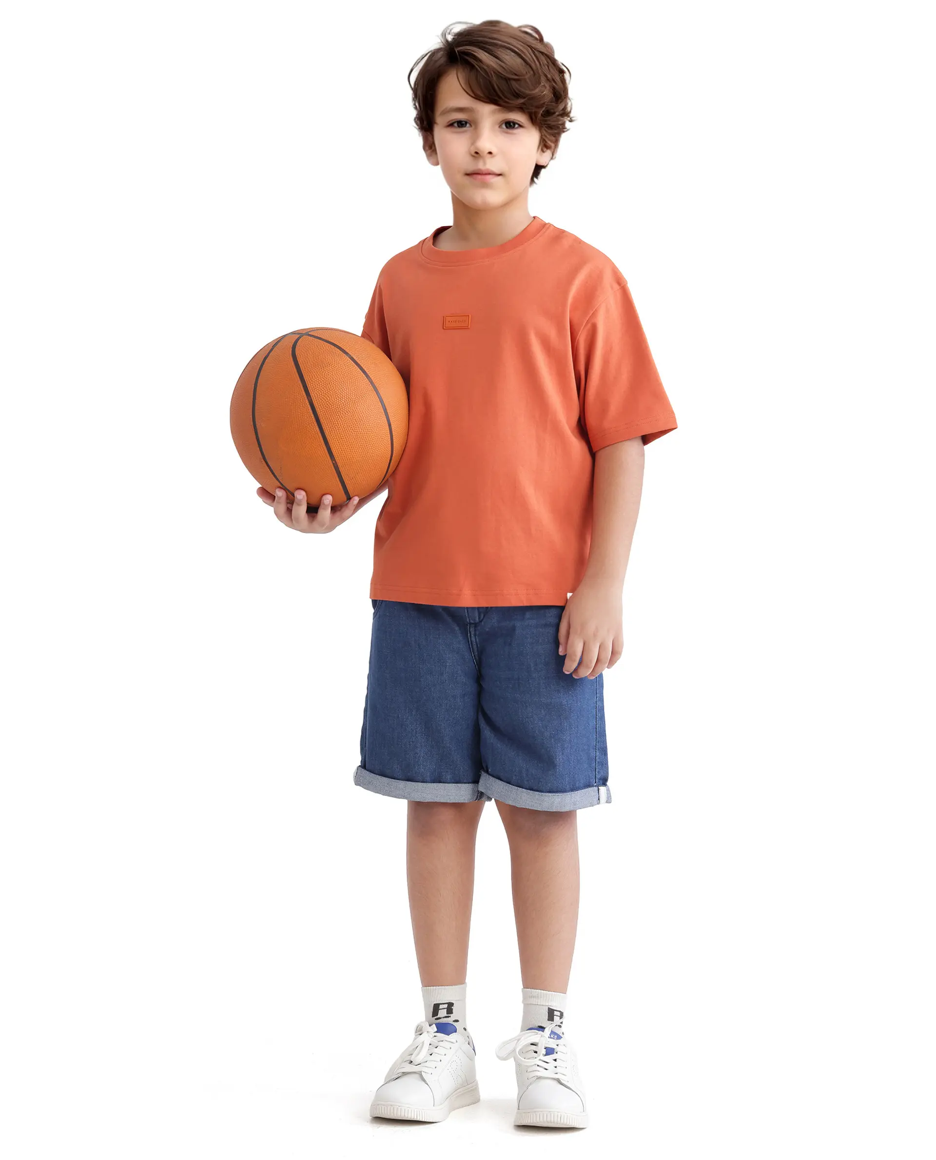 Rare Ones Kids Cato-K Orange Cotton Half Sleeve Slip-On Printed Boxy Fit T-Shirt - Image 5