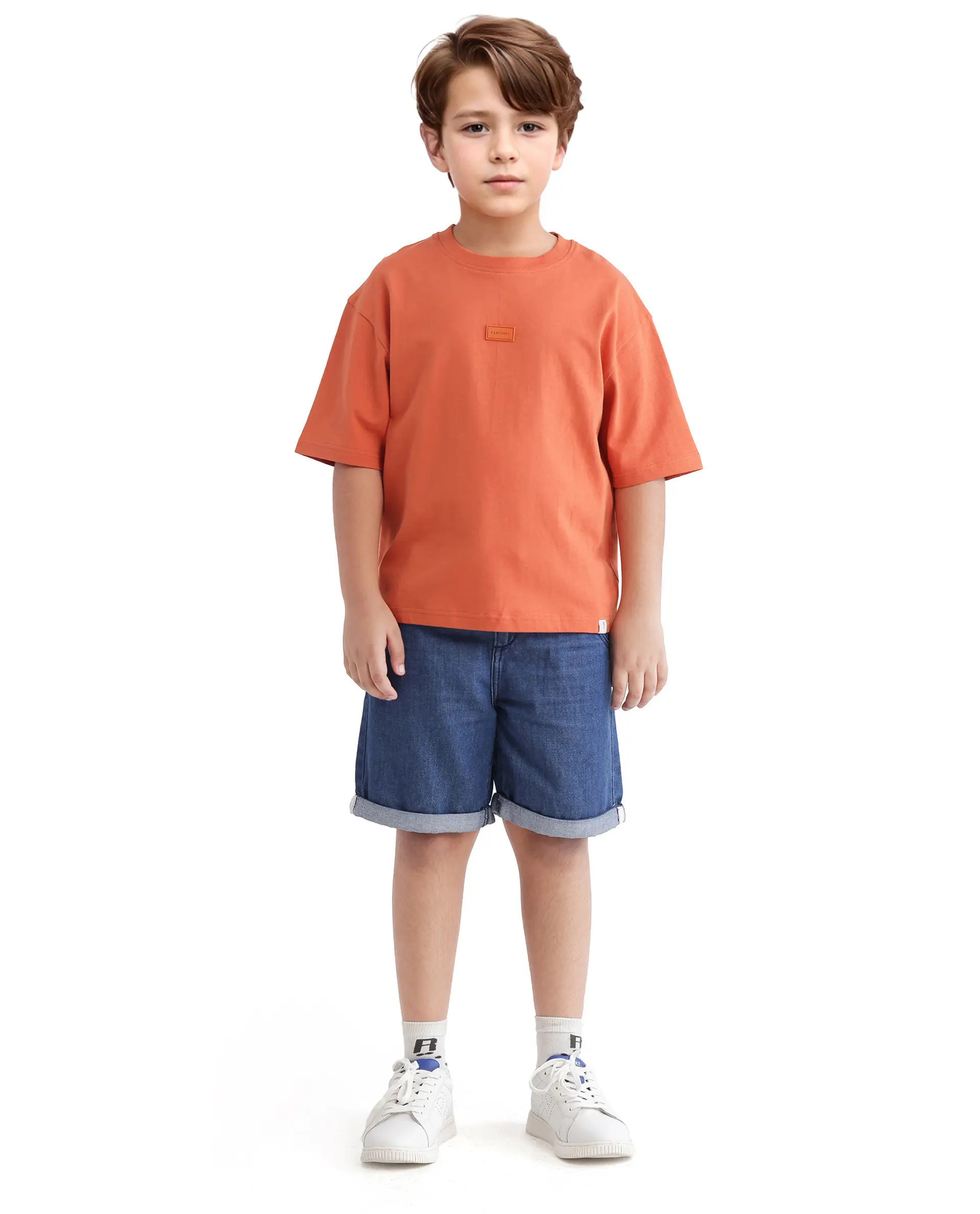 Rare Ones Kids Cato-K Orange Cotton Half Sleeve Slip-On Printed Boxy Fit T-Shirt - Image 6