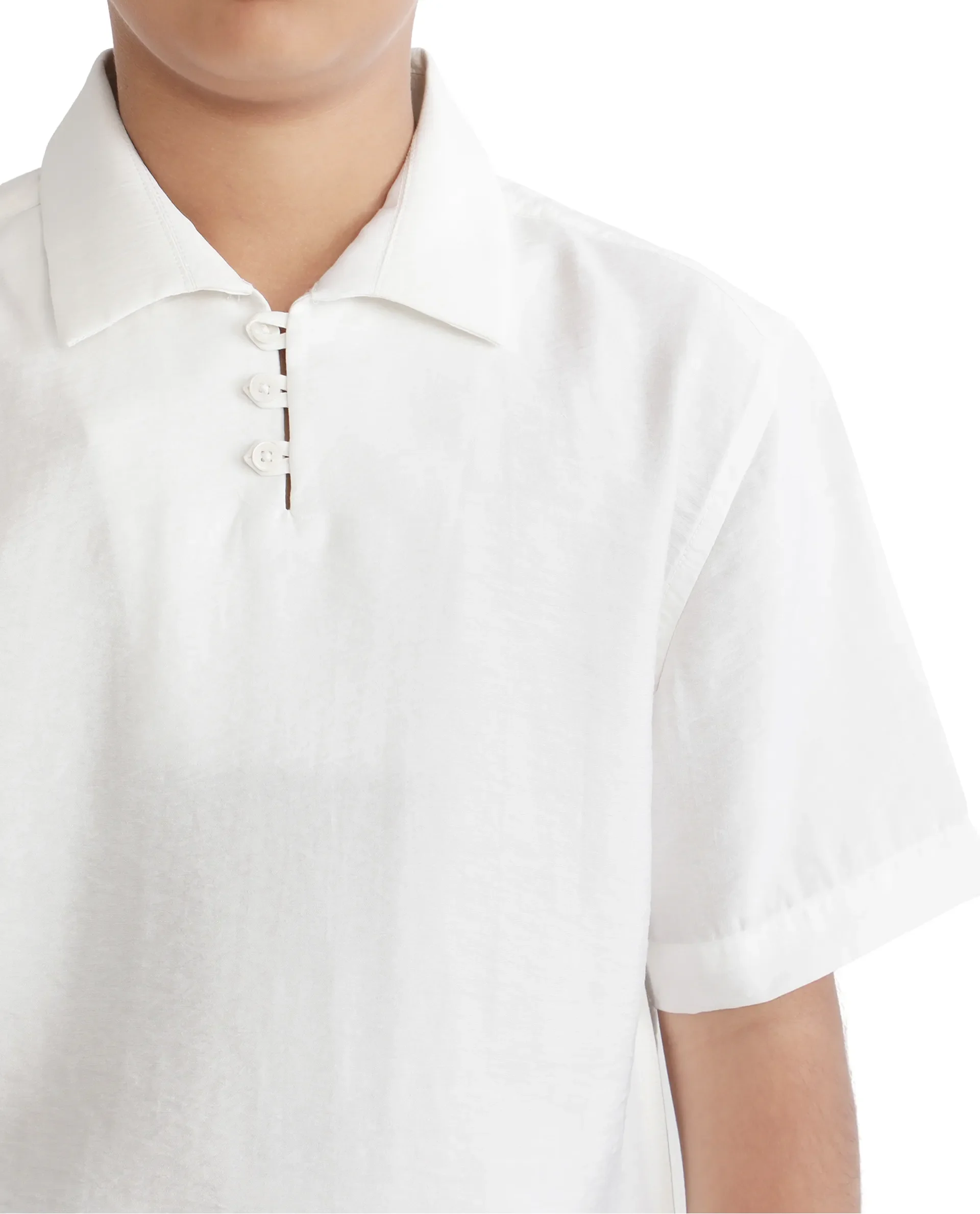 Rare Ones Kids Chad White Viscose Blend Half Sleeve Button Solid Regular Fit Shirt - Image 3